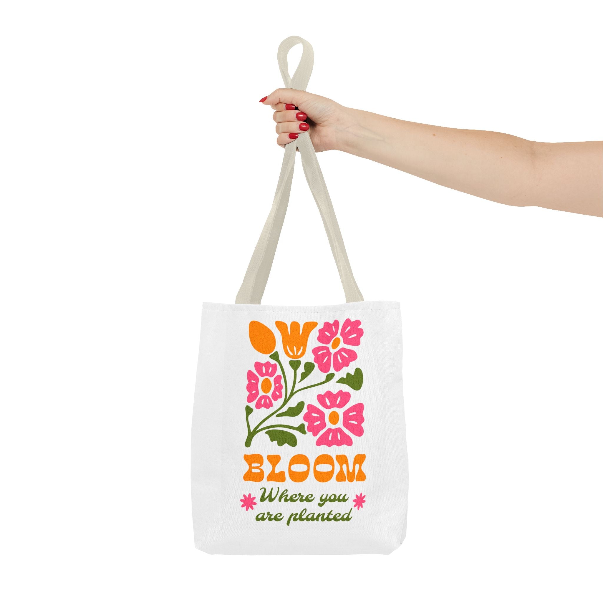 Bloom Where You Are Planted Tote Bag | Floral Retro Design