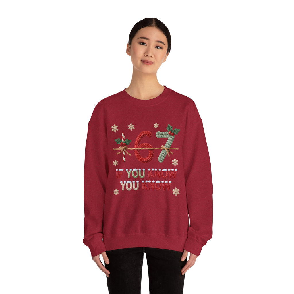 67 Christmas Sweatshirt | Holiday Candy Cane Ornament Design