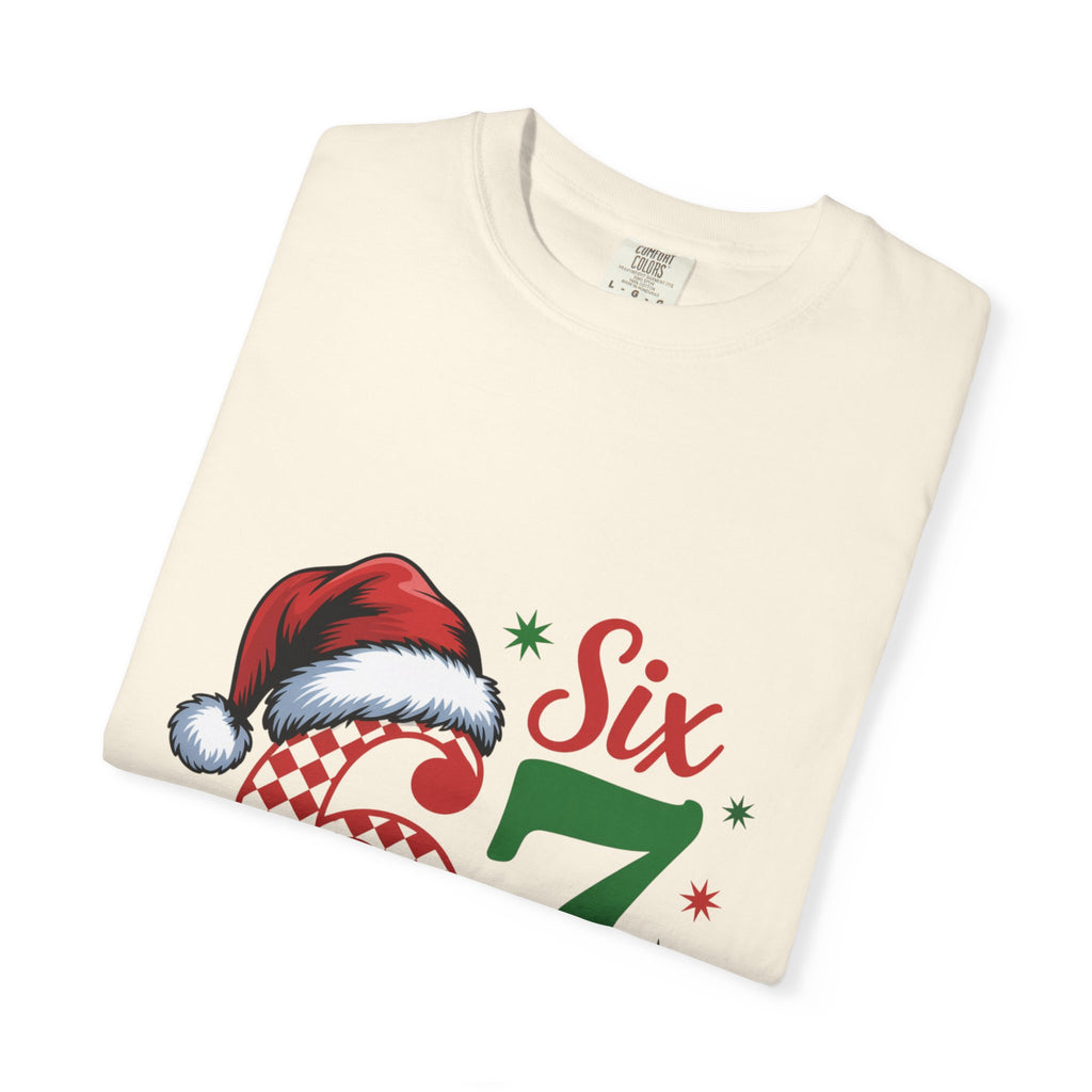 67 Six Seven Christmas T-shirt | Santa Hat Holiday Number Design