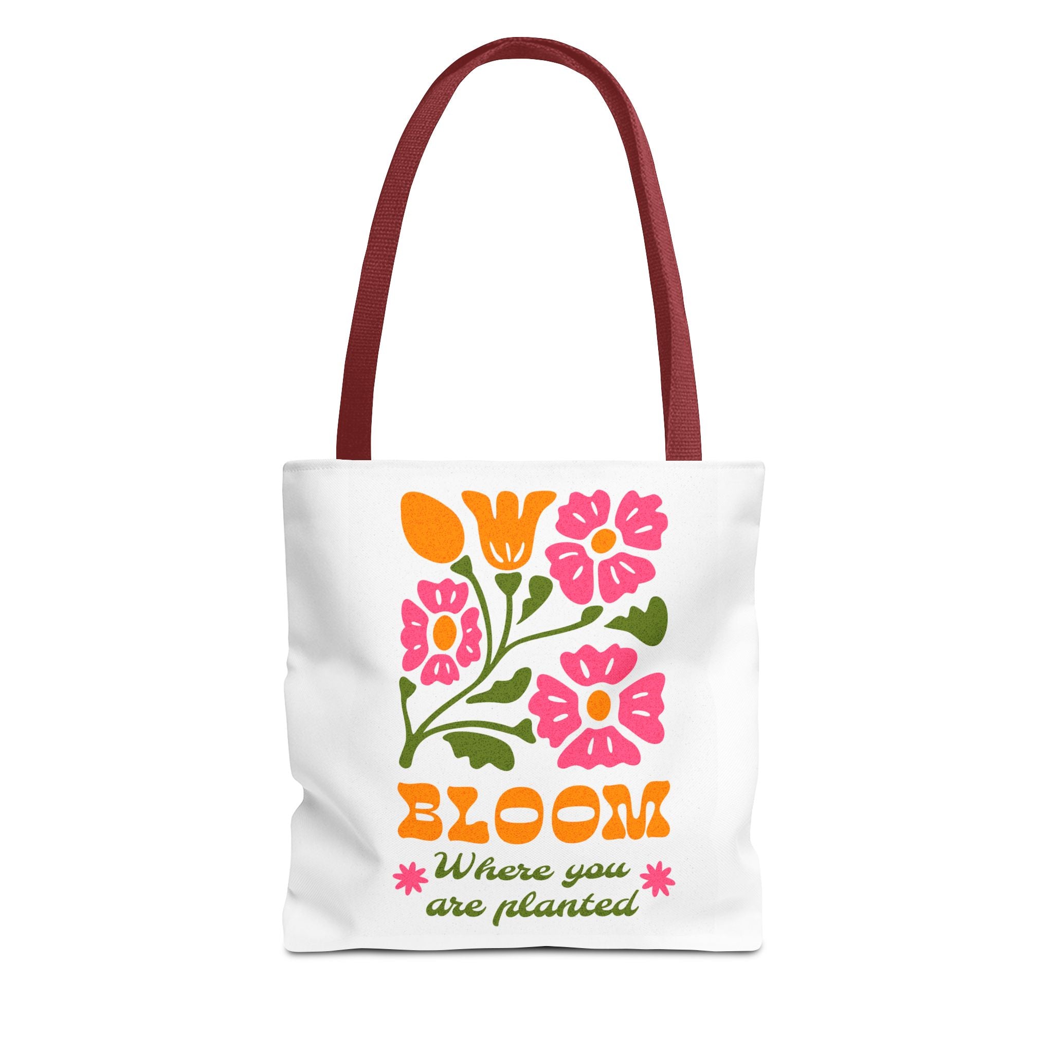 Bloom Where You Are Planted Tote Bag | Floral Retro Design