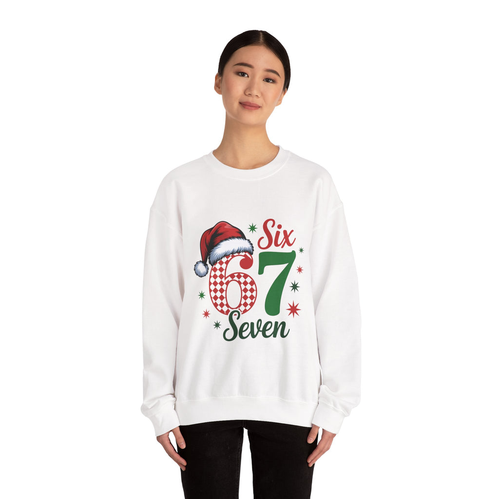 67 Six Seven Christmas number design Sweatshirt | Santa hat holiday sweater style
