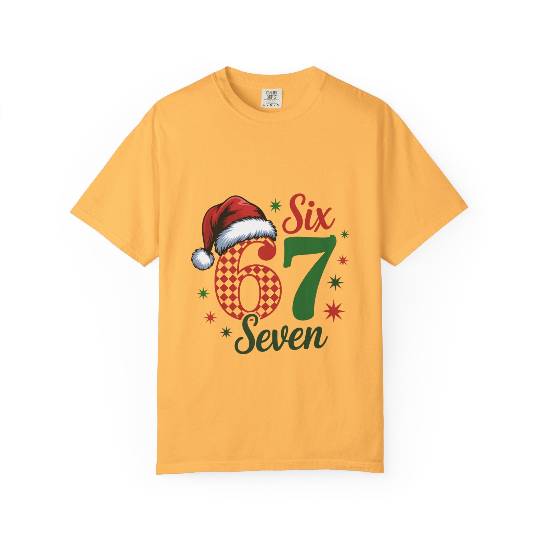67 Six Seven Christmas T-shirt | Santa Hat Holiday Number Design