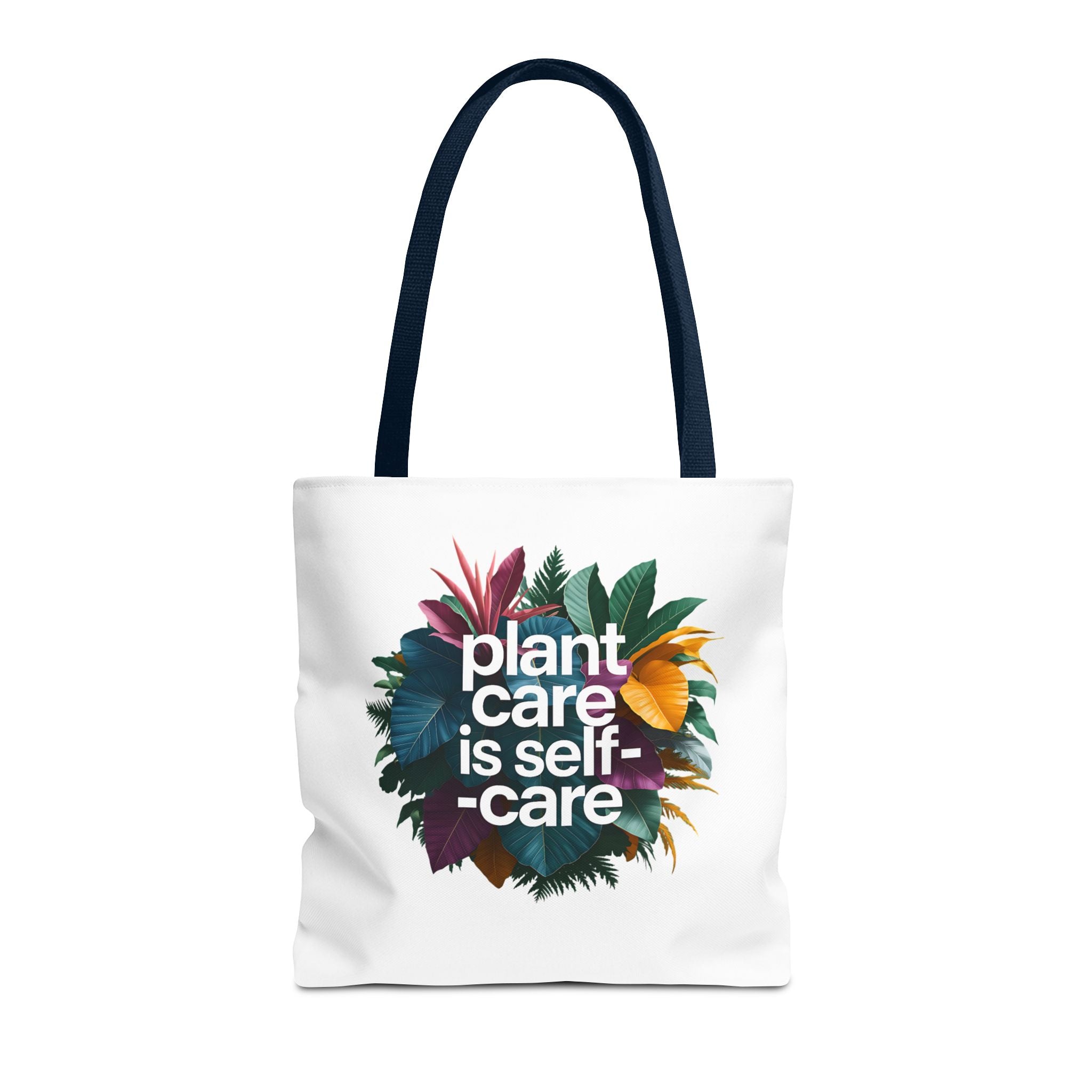 Plant Care Is Self-Care tote | botanical wreath, typography, plant lover