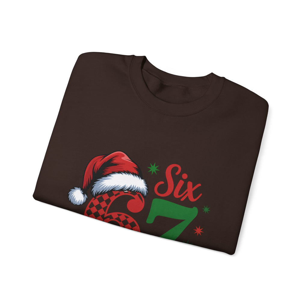 67 Six Seven Christmas number design Sweatshirt | Santa hat holiday sweater style
