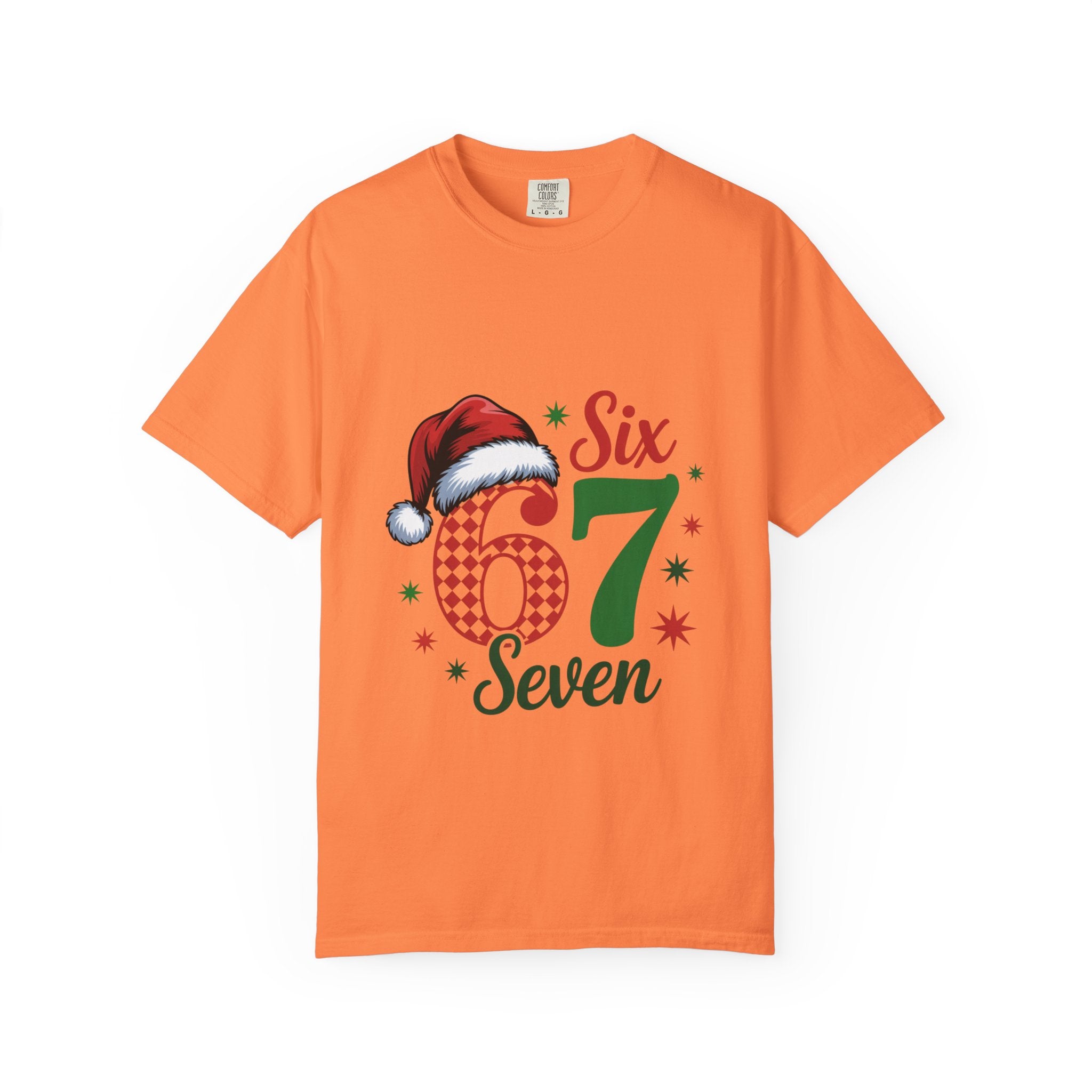 67 Six Seven Christmas T-shirt | Santa Hat Holiday Number Design