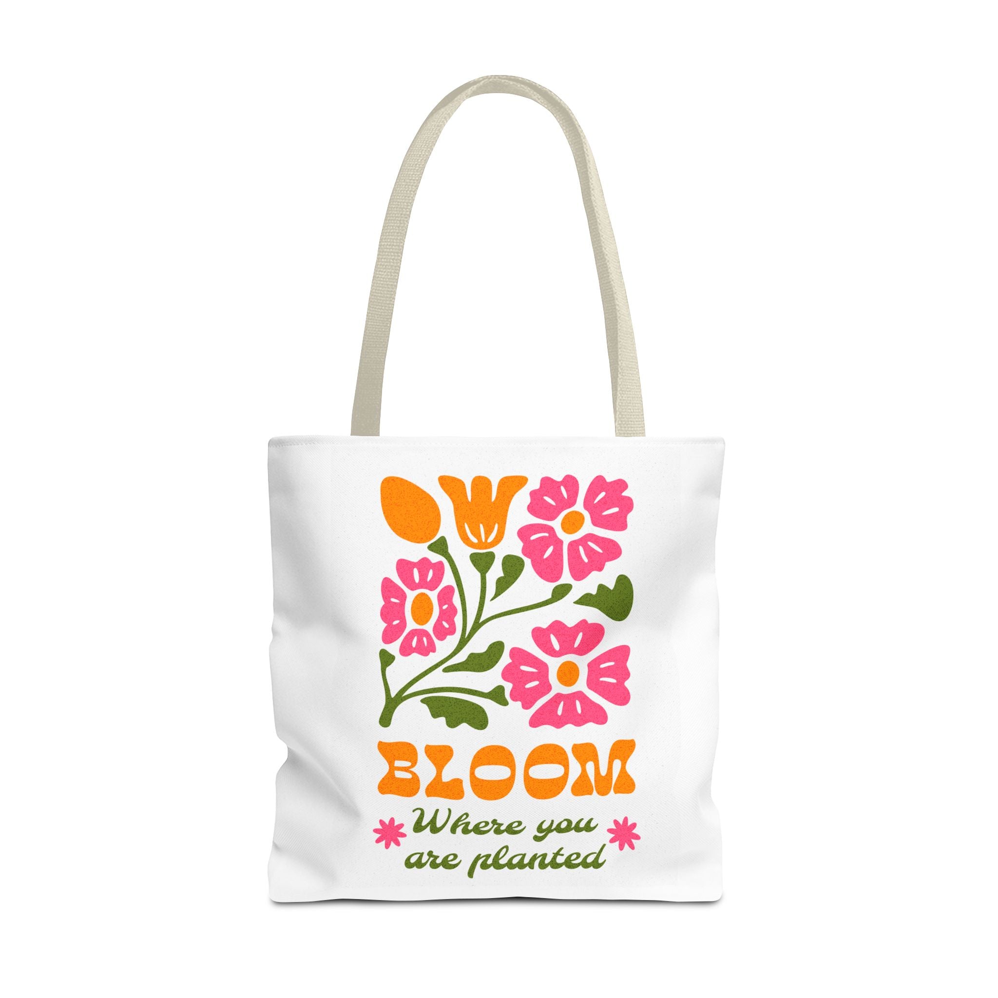 Bloom Where You Are Planted Tote Bag | Floral Retro Design