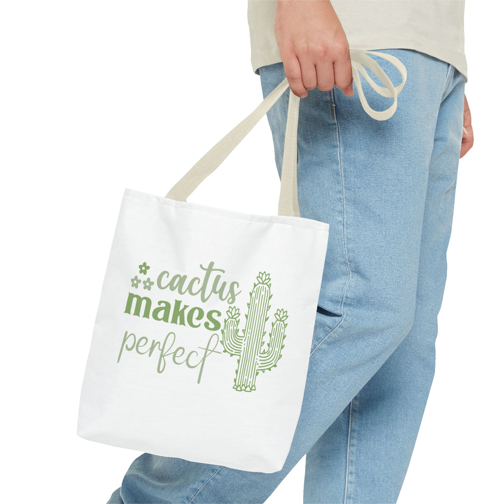 Cactus Makes Perfect Tote Bag | cactus illustration, green script