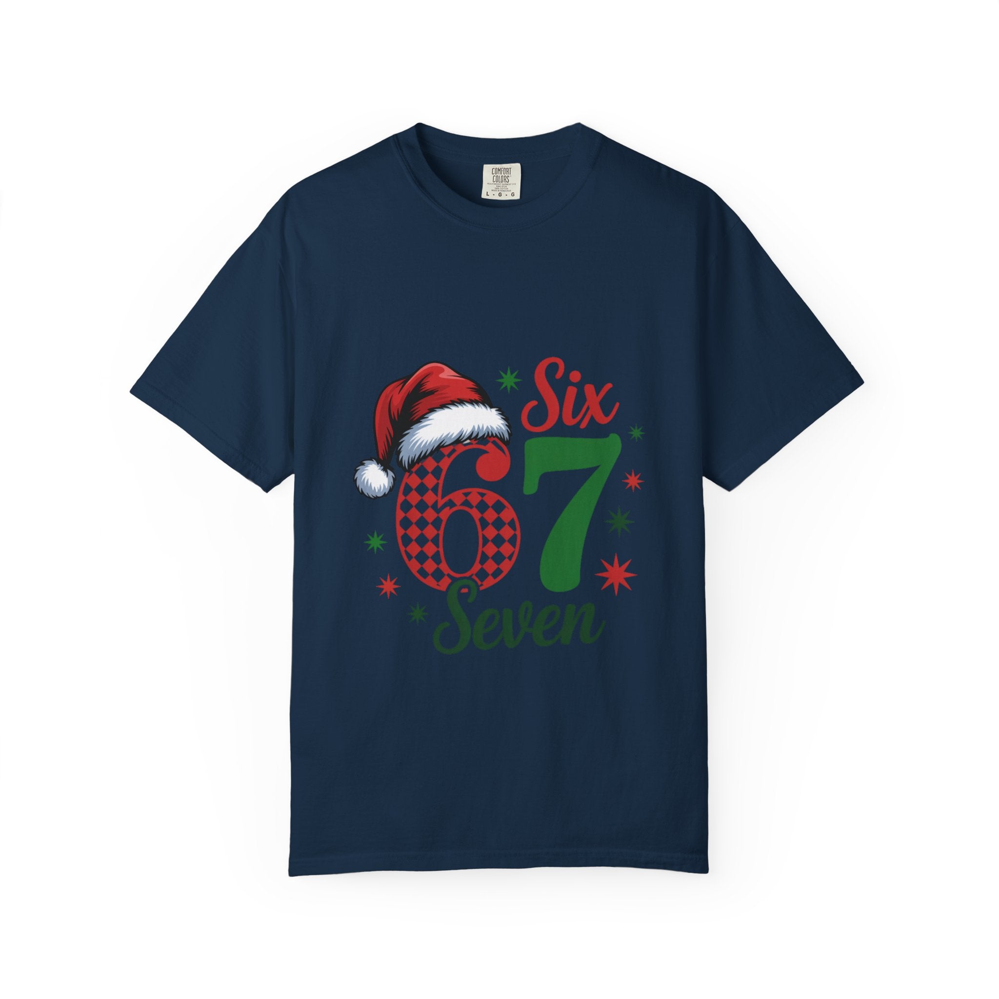 67 Six Seven Christmas T-shirt | Santa Hat Holiday Number Design
