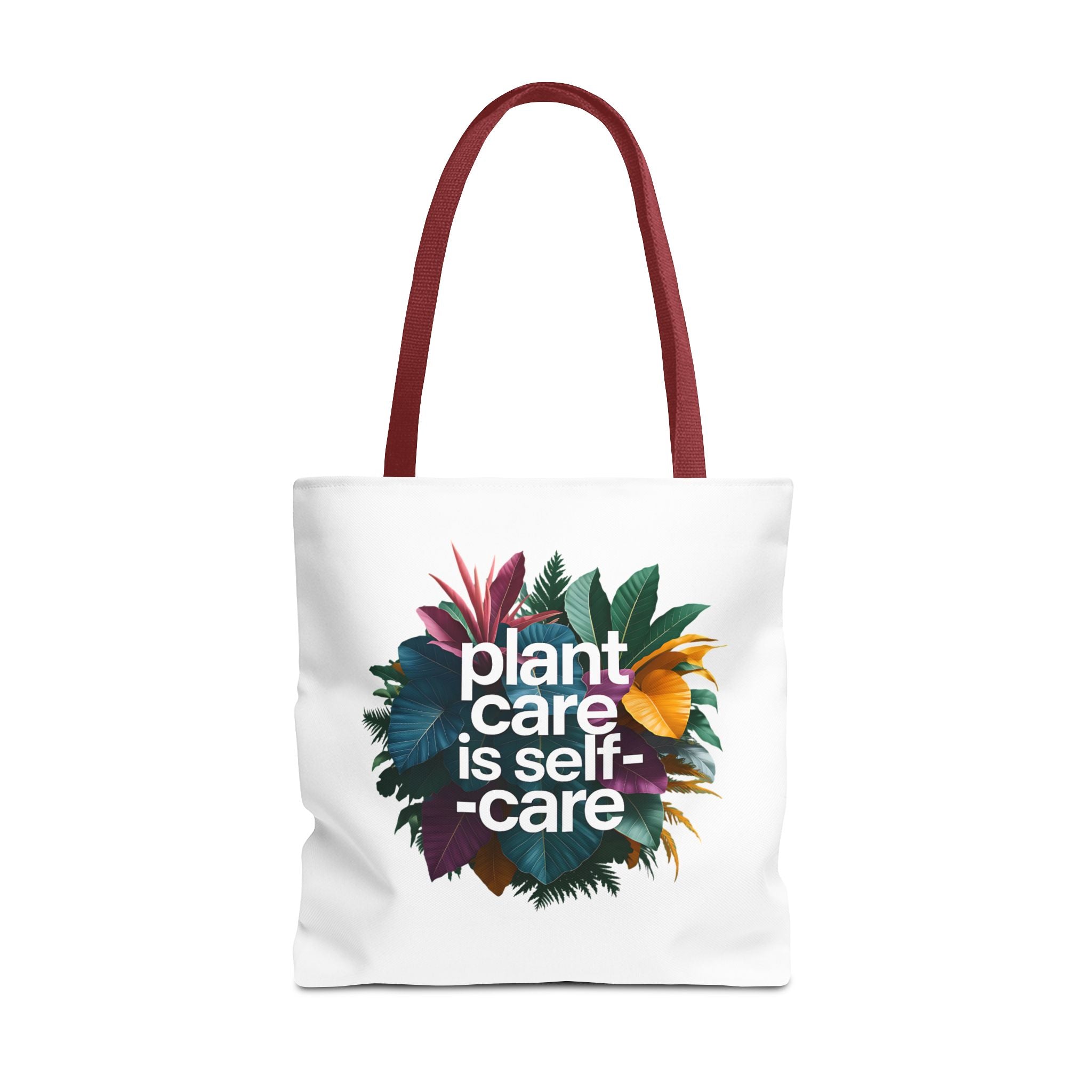 Plant Care Is Self-Care tote | botanical wreath, typography, plant lover