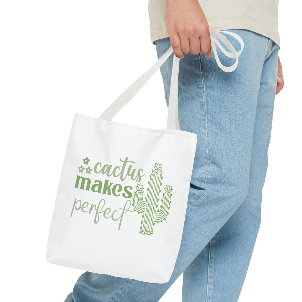 Cactus Makes Perfect Tote Bag | cactus illustration, green script