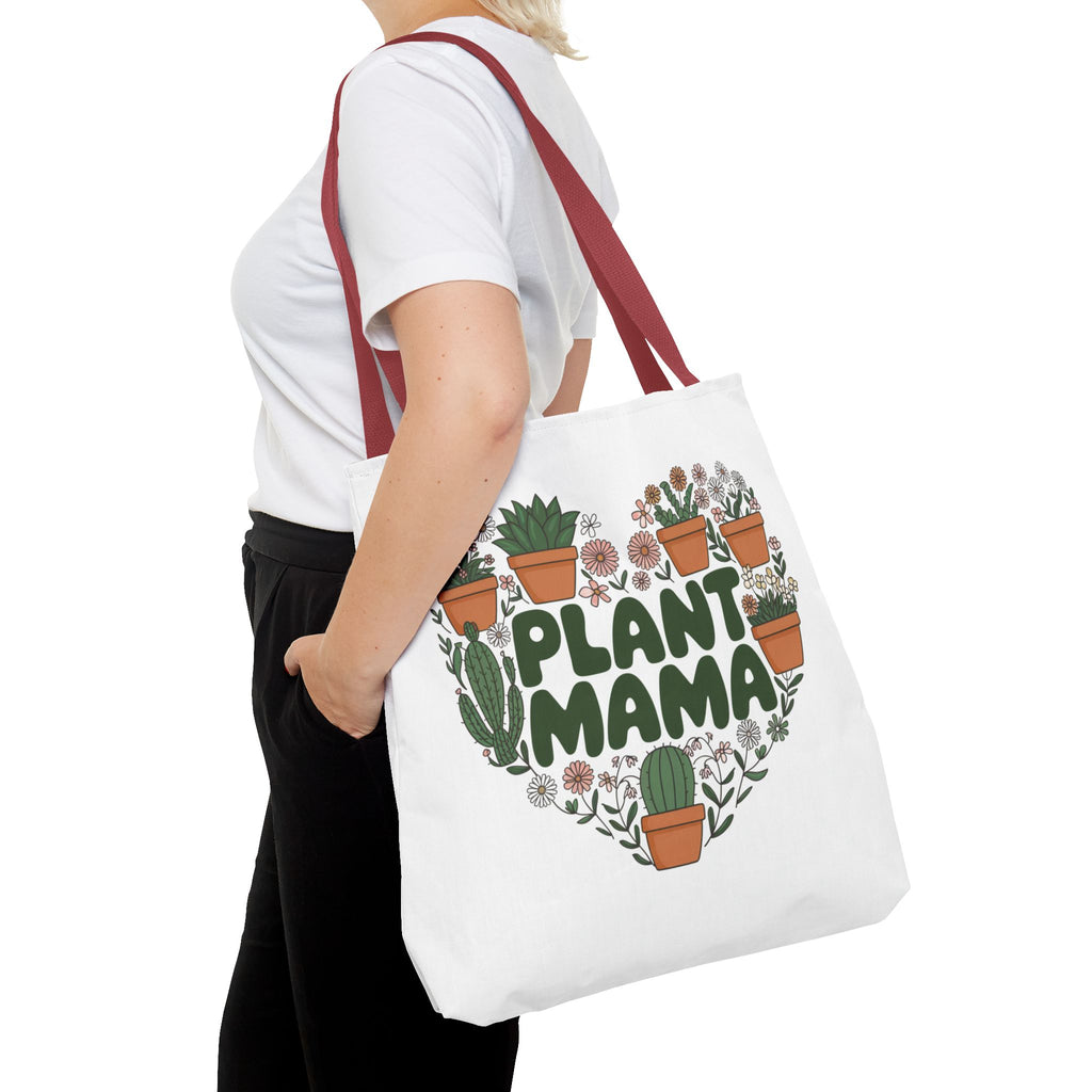 Plant Mama Tote Bag | Heart of Potted Plants, Cactus, Succulent Illustration