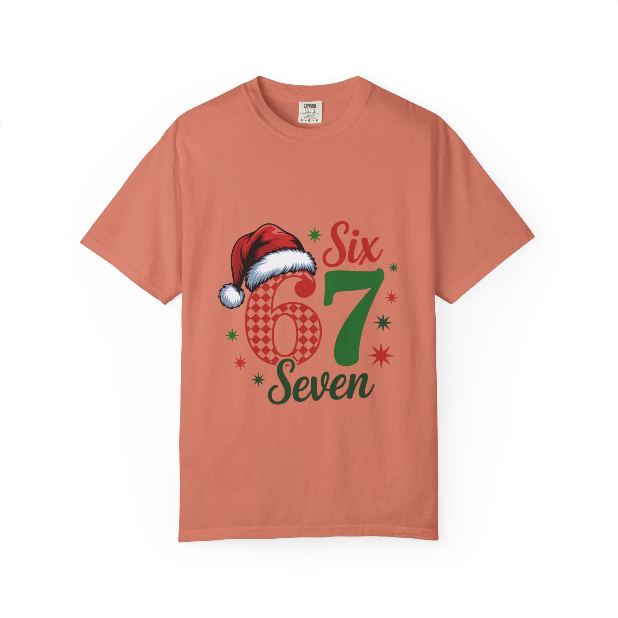 67 Six Seven Christmas T-shirt | Santa Hat Holiday Number Design