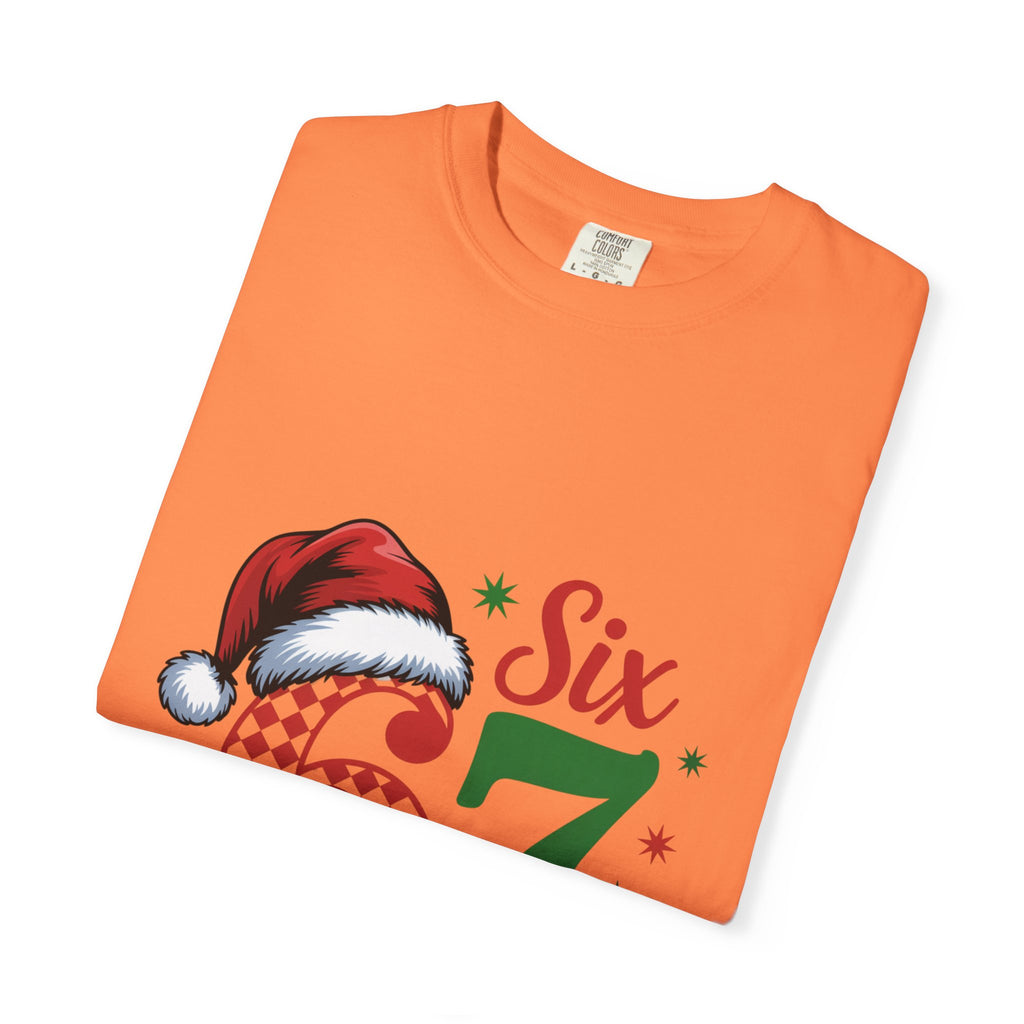 67 Six Seven Christmas T-shirt | Santa Hat Holiday Number Design