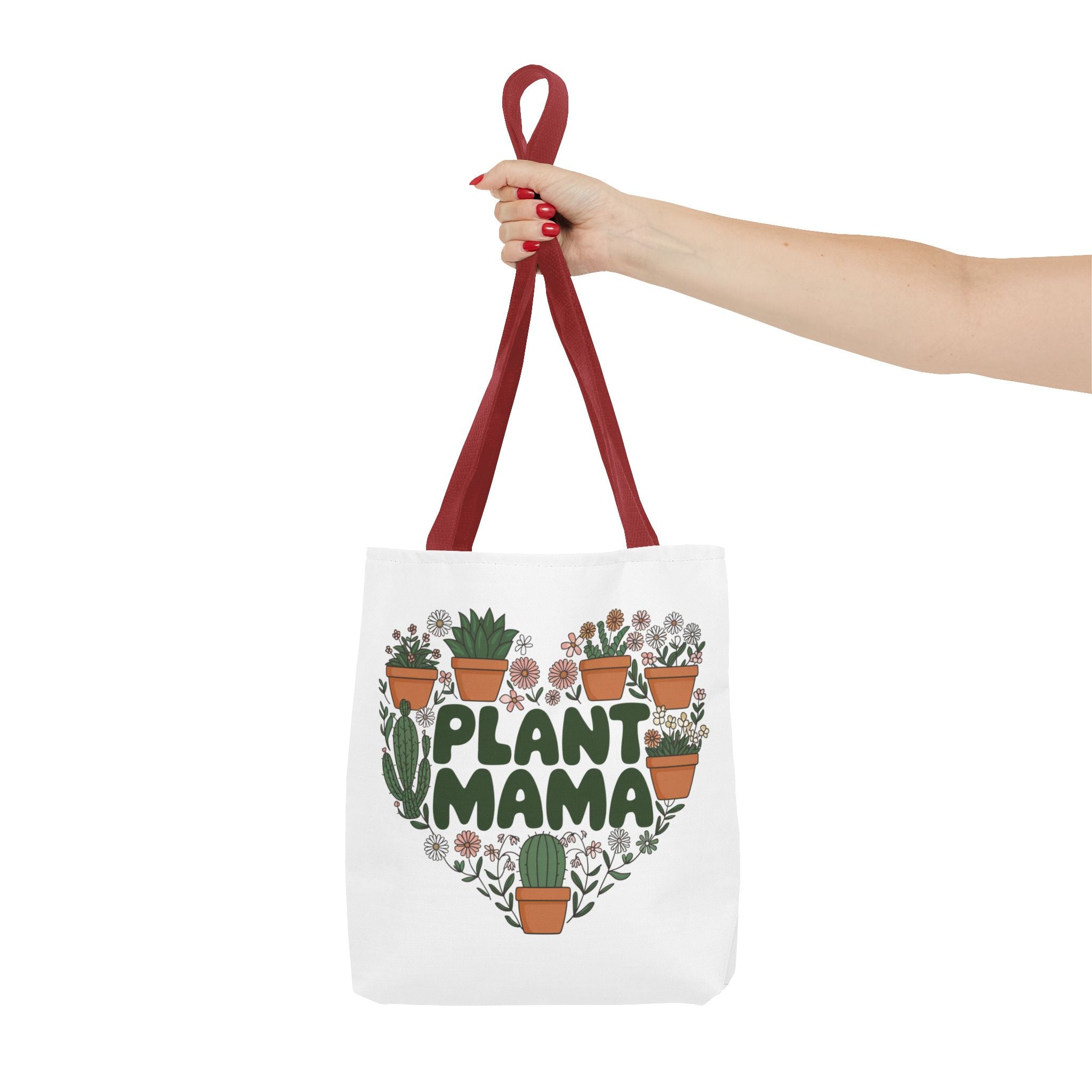 Plant Mama Tote Bag | Heart of Potted Plants, Cactus, Succulent Illustration