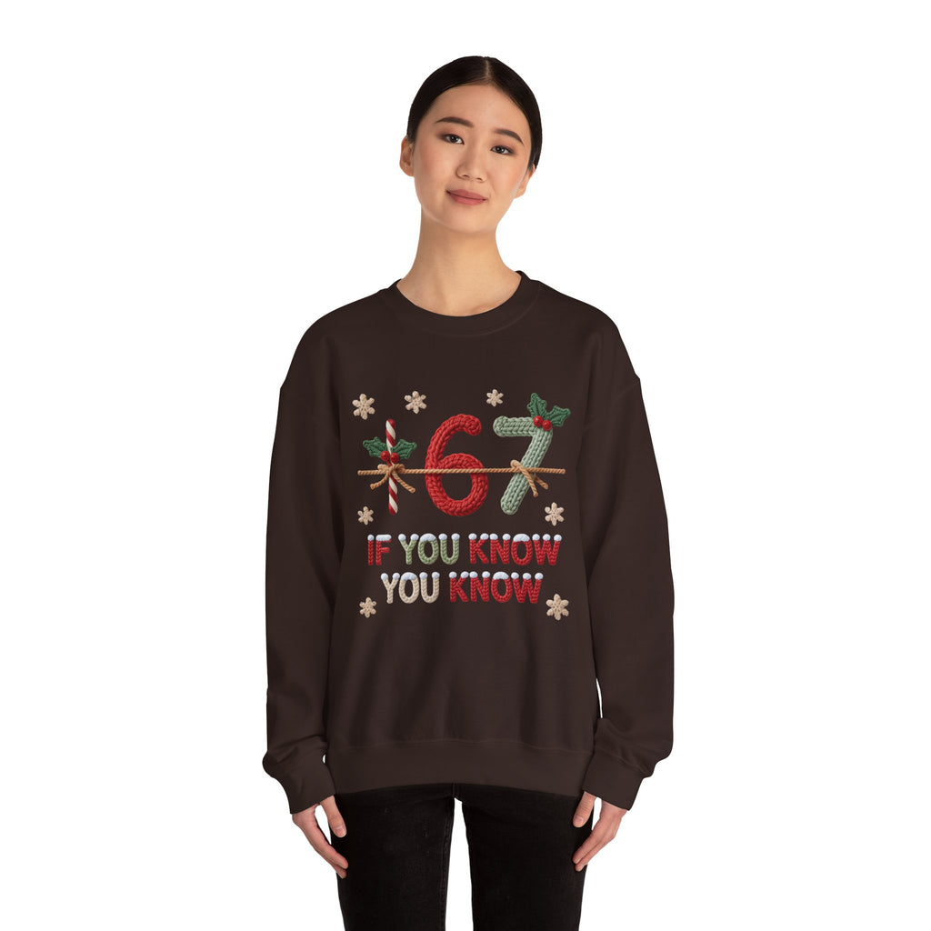 67 Christmas Sweatshirt | Holiday Candy Cane Ornament Design