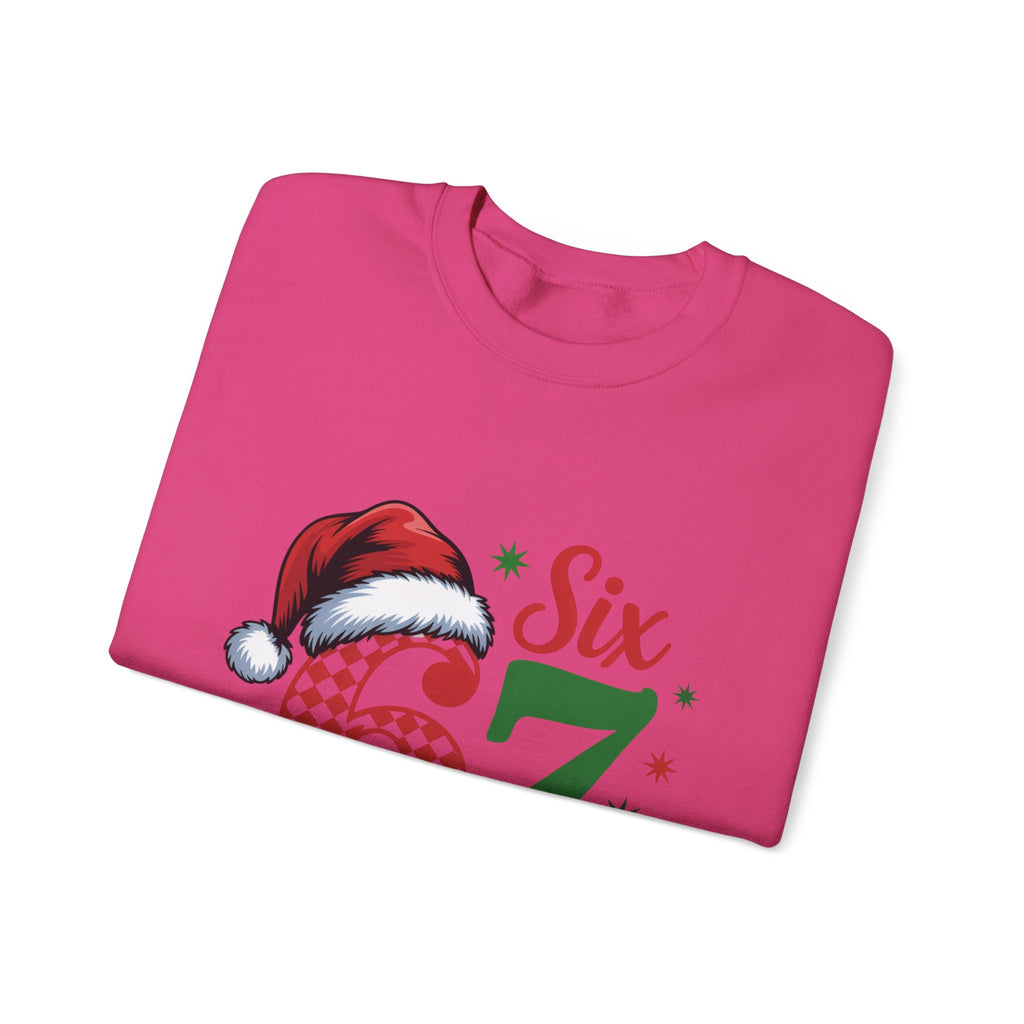 67 Six Seven Christmas number design Sweatshirt | Santa hat holiday sweater style