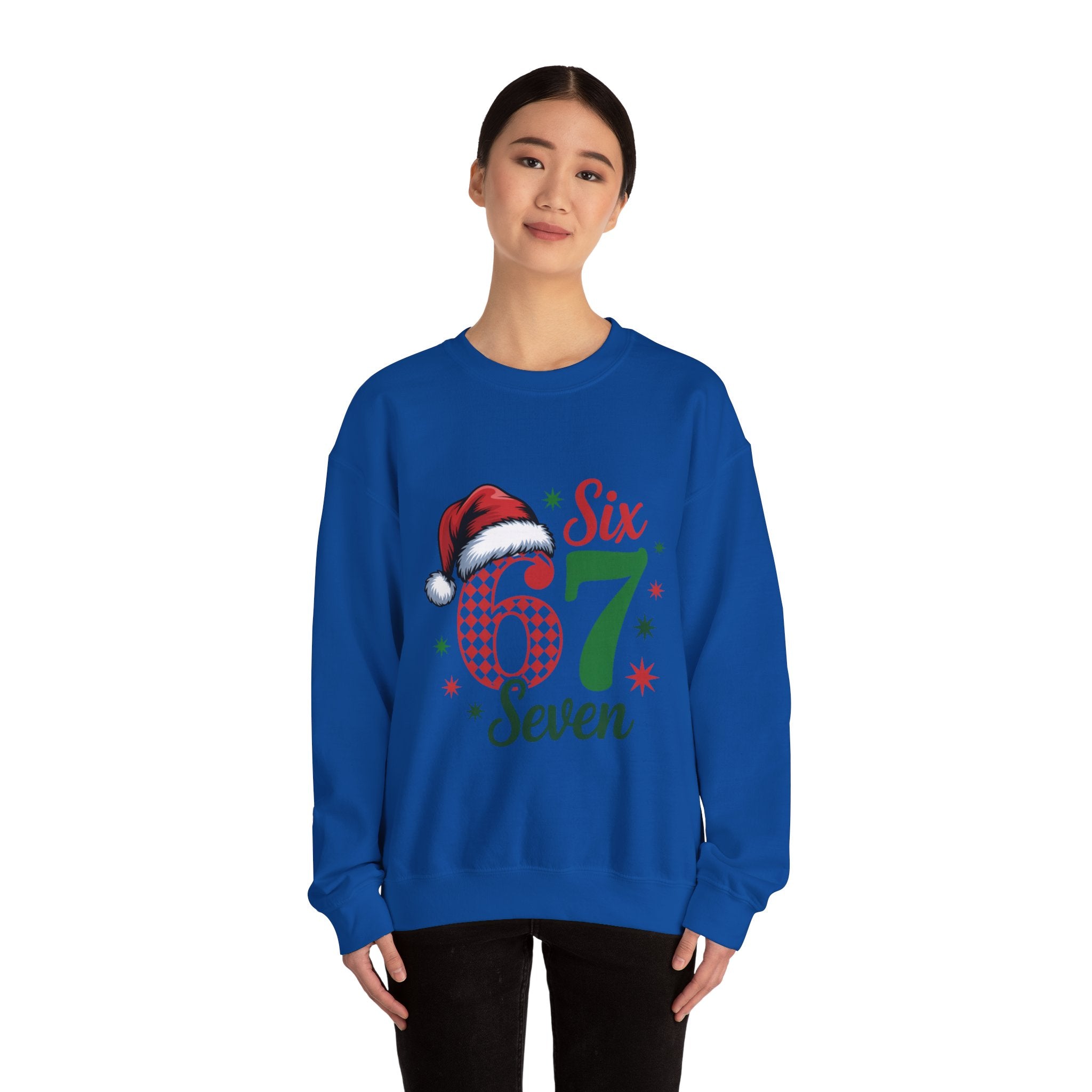 67 Six Seven Christmas number design Sweatshirt | Santa hat holiday sweater style