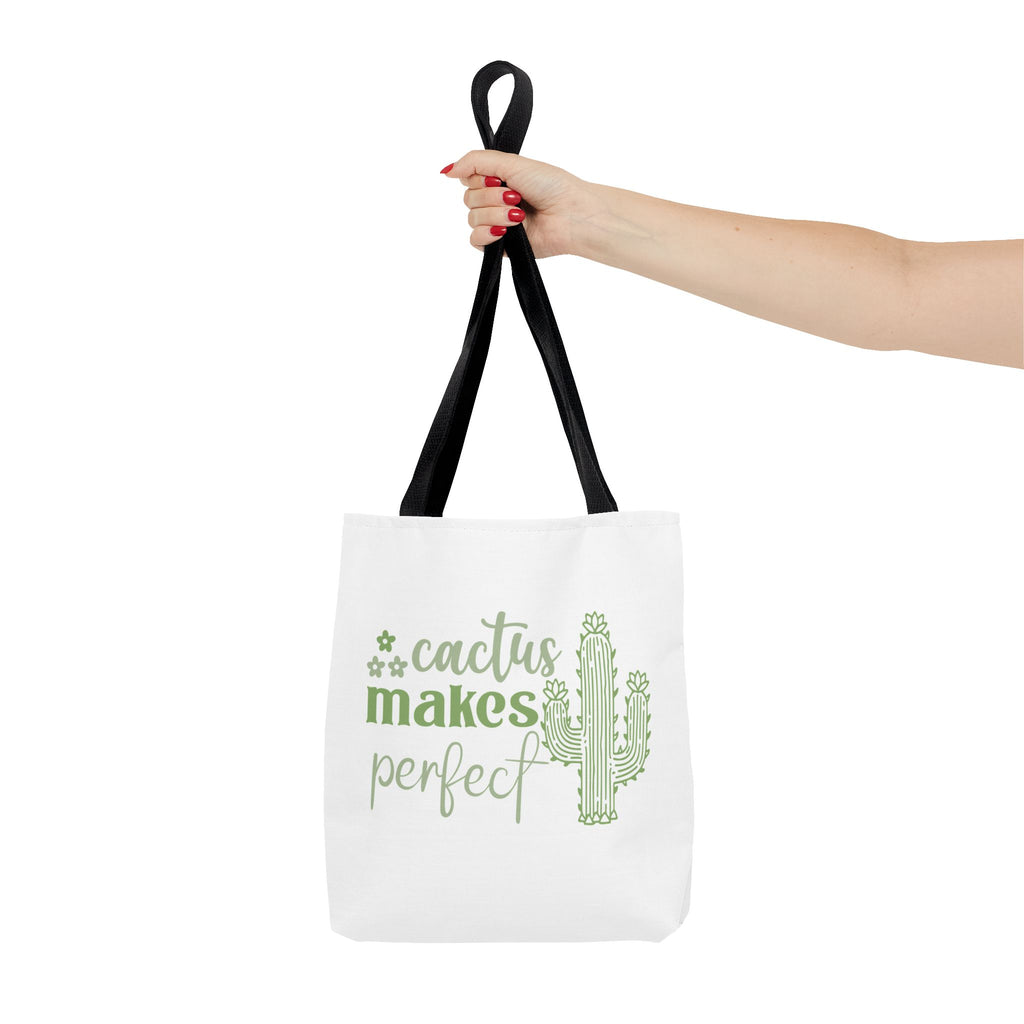 Cactus Makes Perfect Tote Bag | cactus illustration, green script