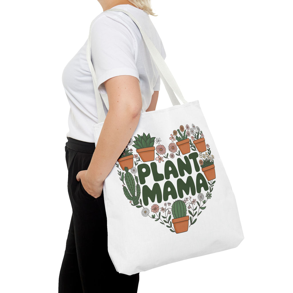 Plant Mama Tote Bag | Heart of Potted Plants, Cactus, Succulent Illustration