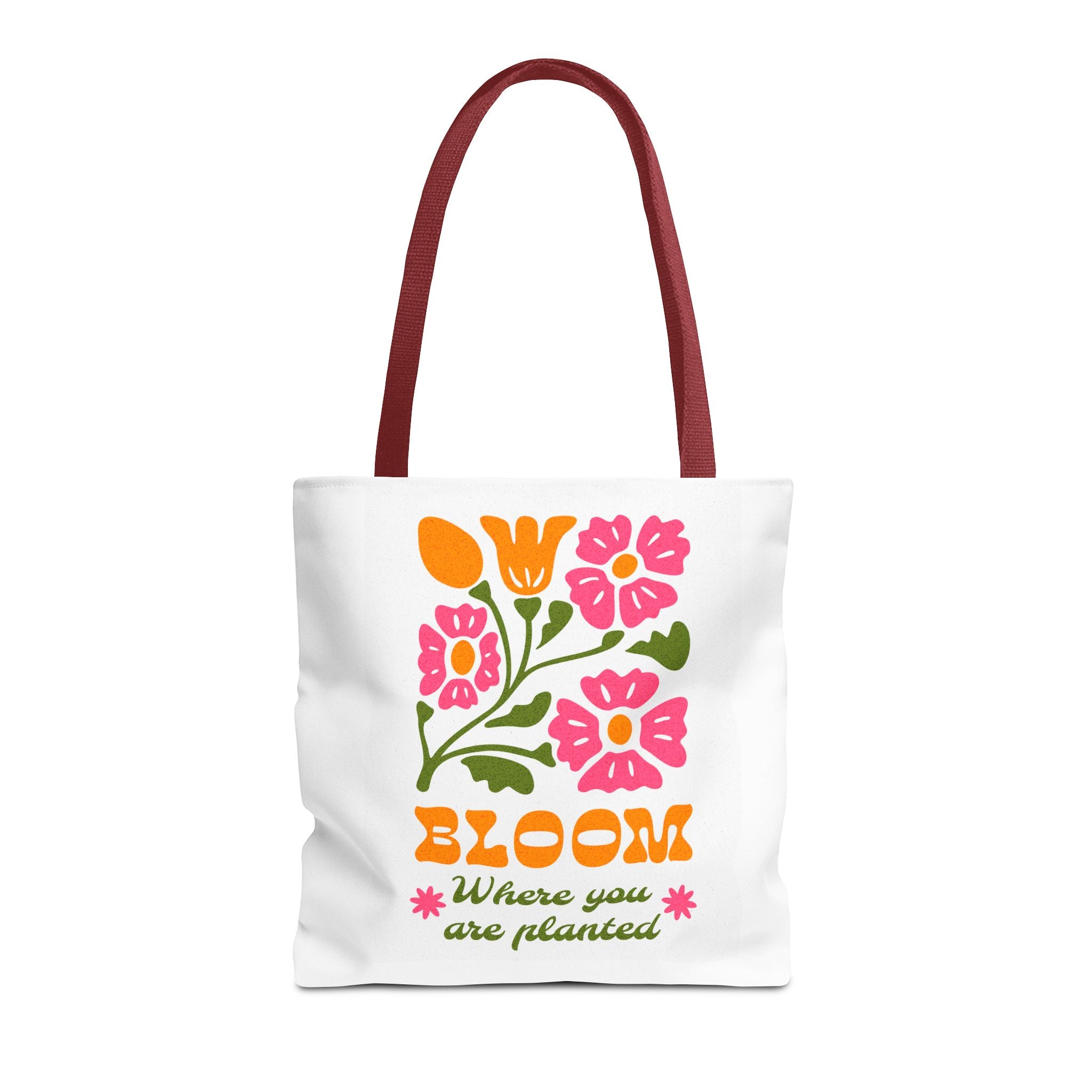 Bloom Where You Are Planted Tote Bag | Floral Retro Design