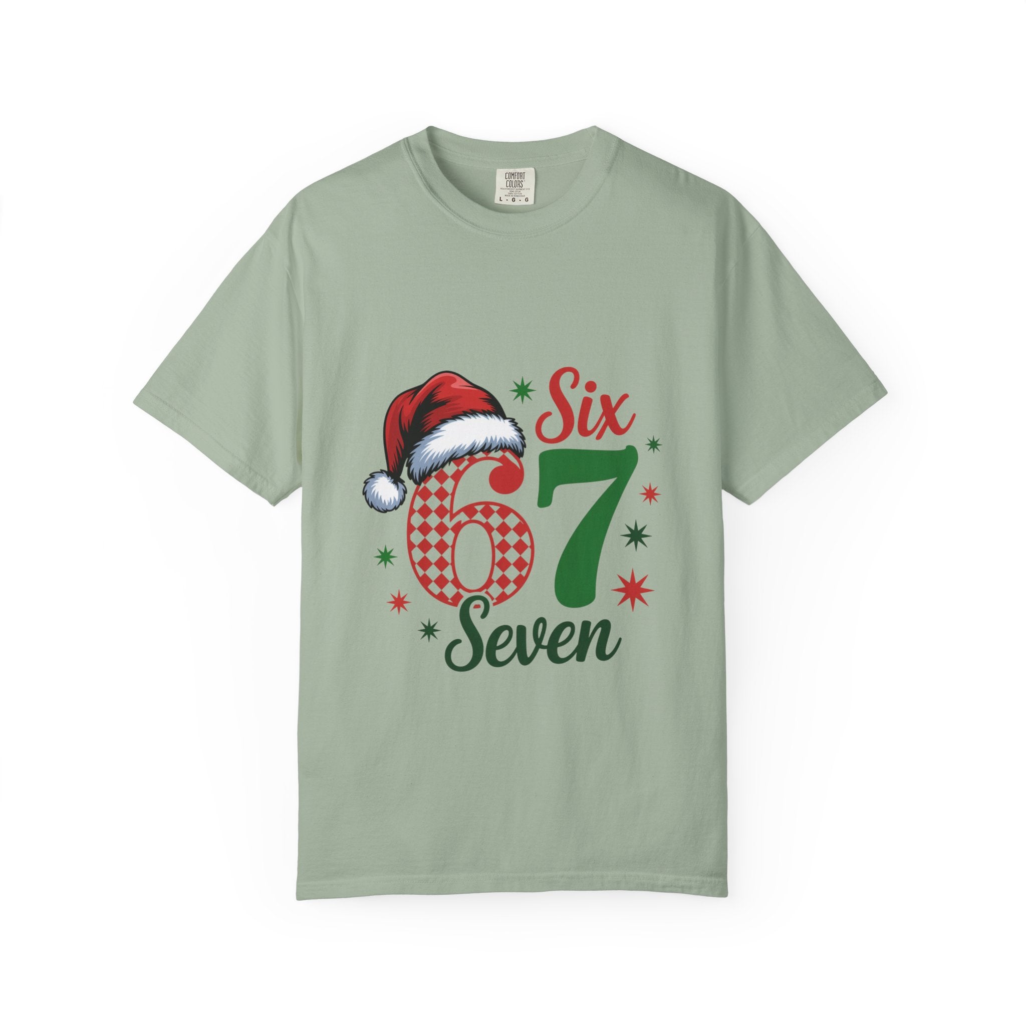 67 Six Seven Christmas T-shirt | Santa Hat Holiday Number Design