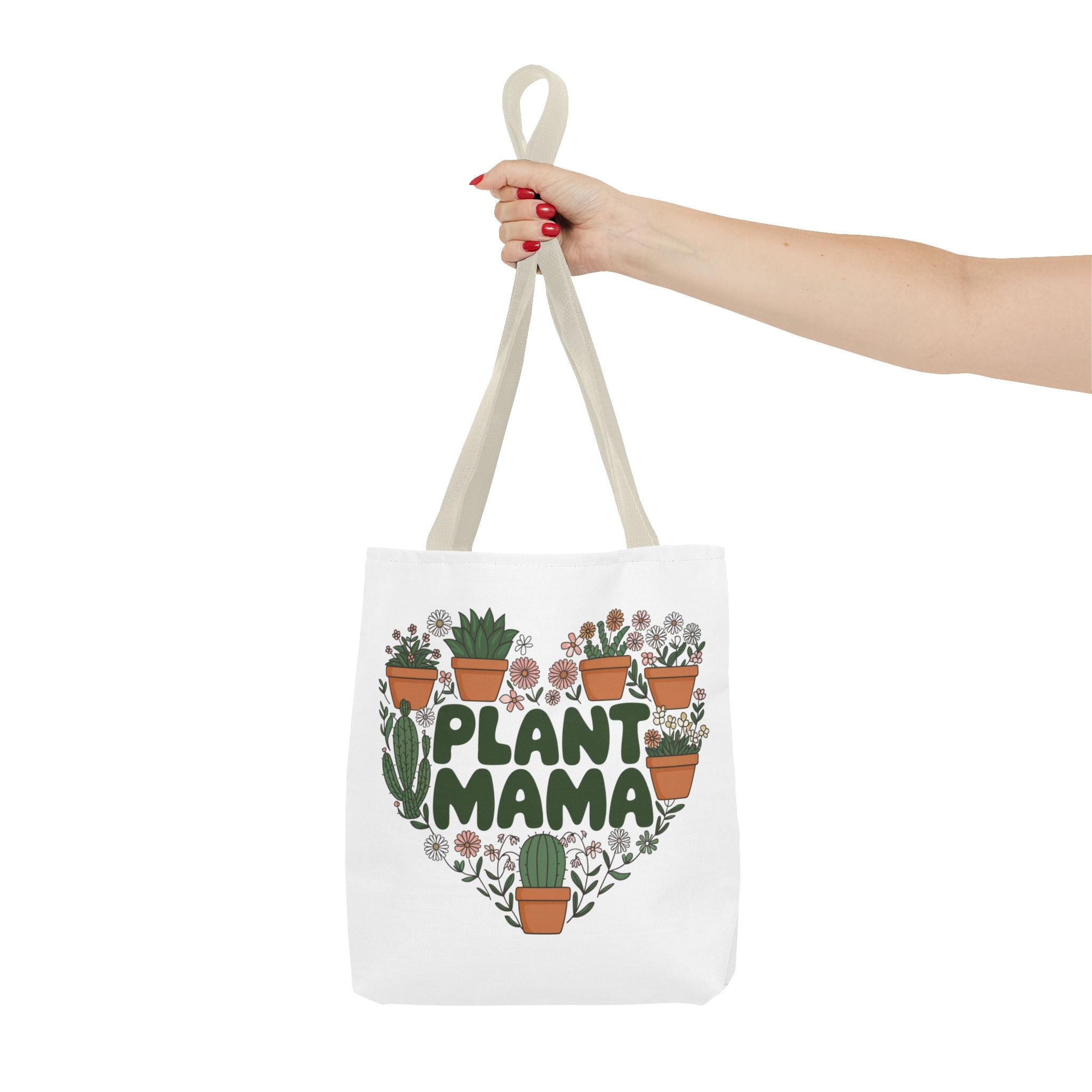 Plant Mama Tote Bag | Heart of Potted Plants, Cactus, Succulent Illustration