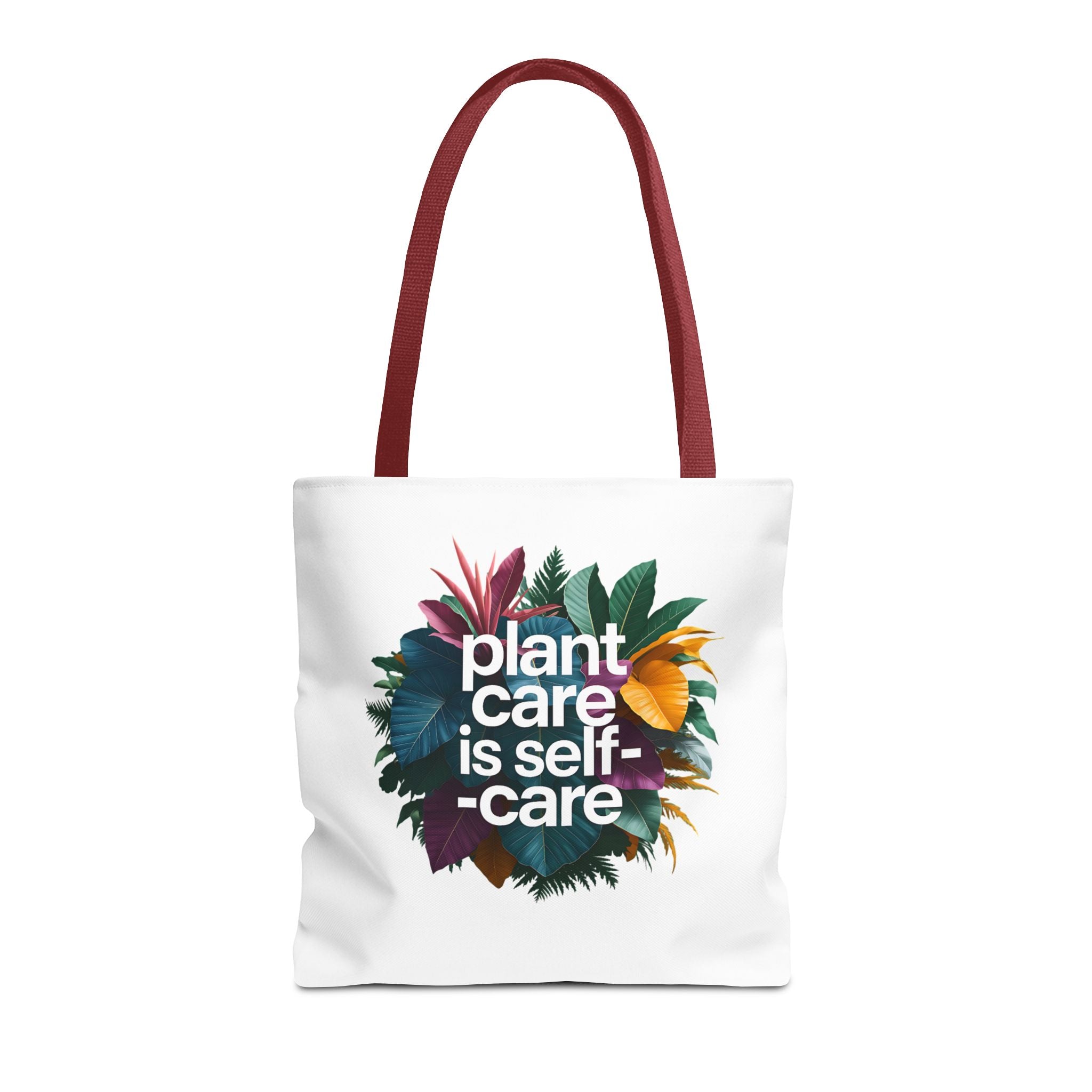 Plant Care Is Self-Care tote | botanical wreath, typography, plant lover