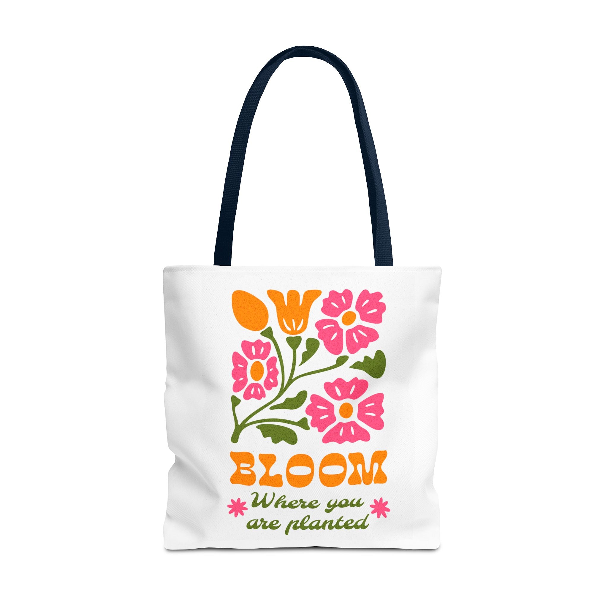 Bloom Where You Are Planted Tote Bag | Floral Retro Design