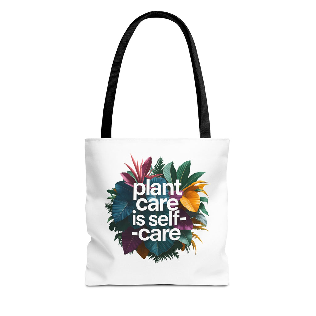 Plant Care Is Self-Care tote | botanical wreath, typography, plant lover