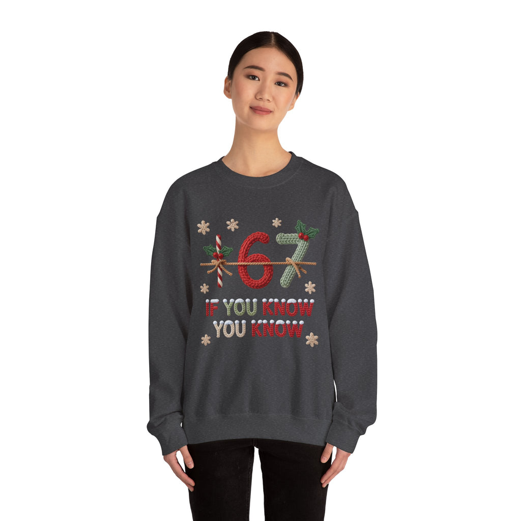 67 Christmas Sweatshirt | Holiday Candy Cane Ornament Design