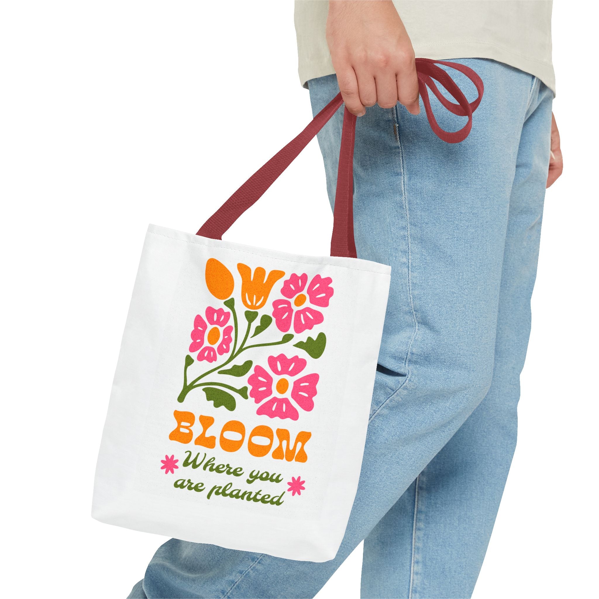 Bloom Where You Are Planted Tote Bag | Floral Retro Design
