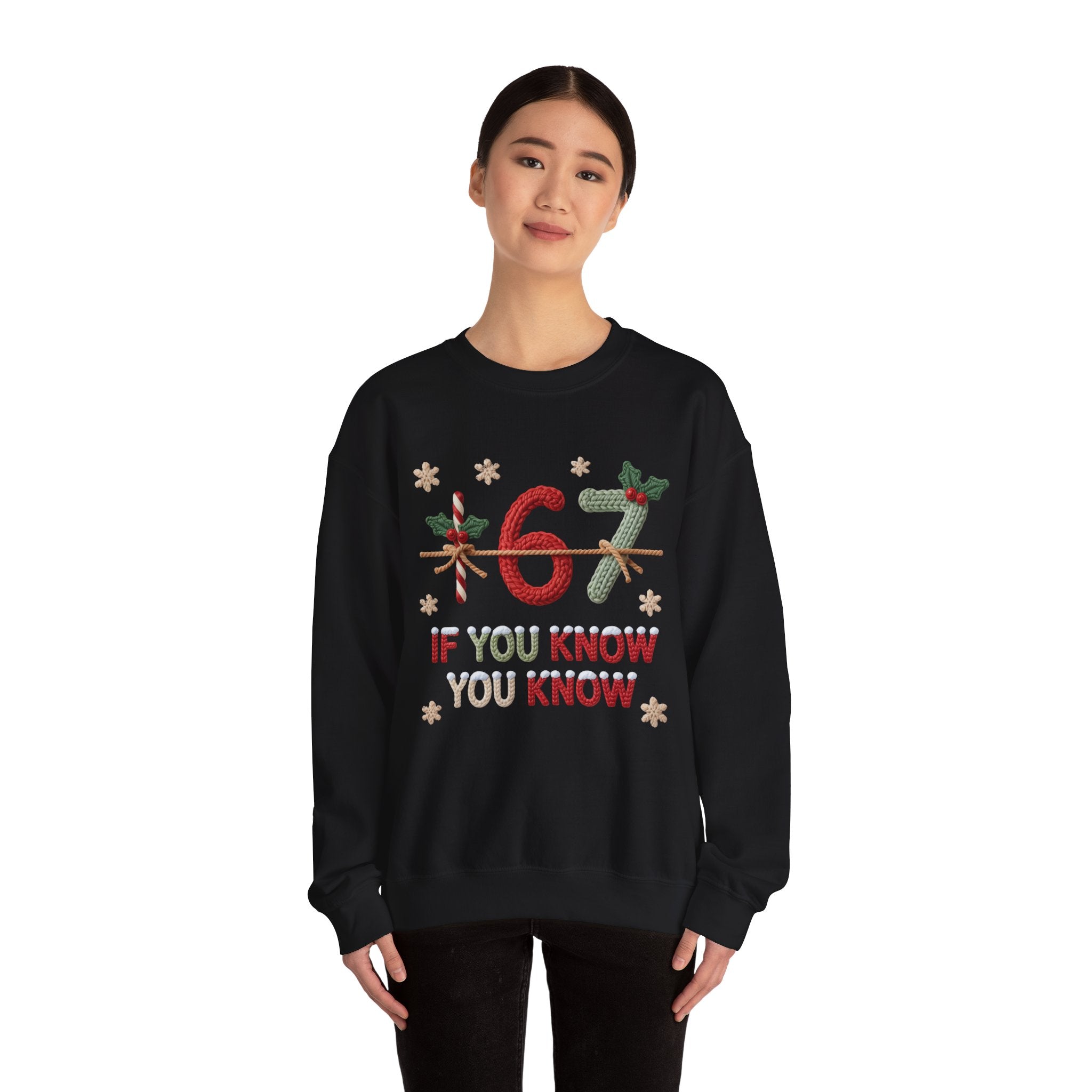 67 Christmas Sweatshirt | Holiday Candy Cane Ornament Design