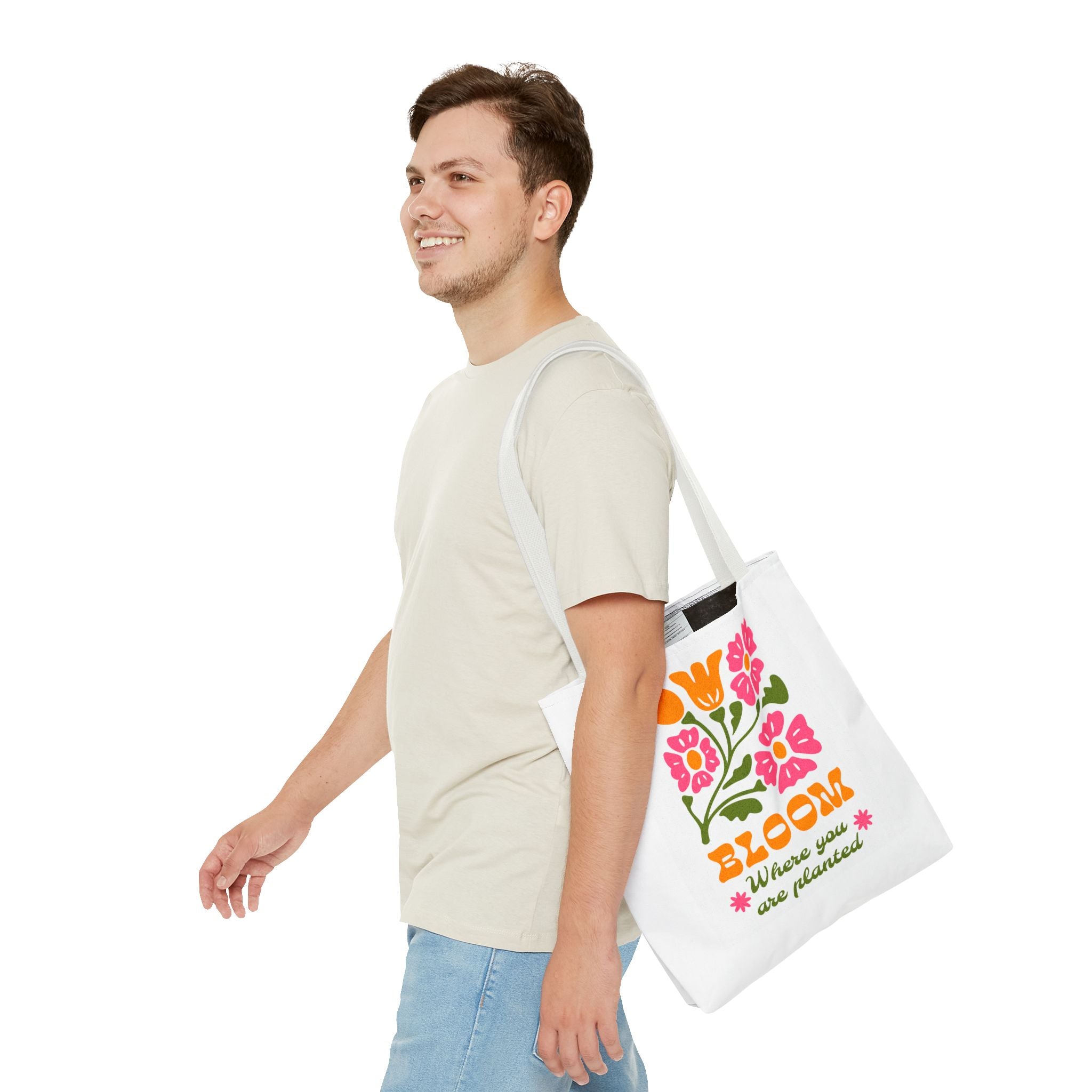 Bloom Where You Are Planted Tote Bag | Floral Retro Design