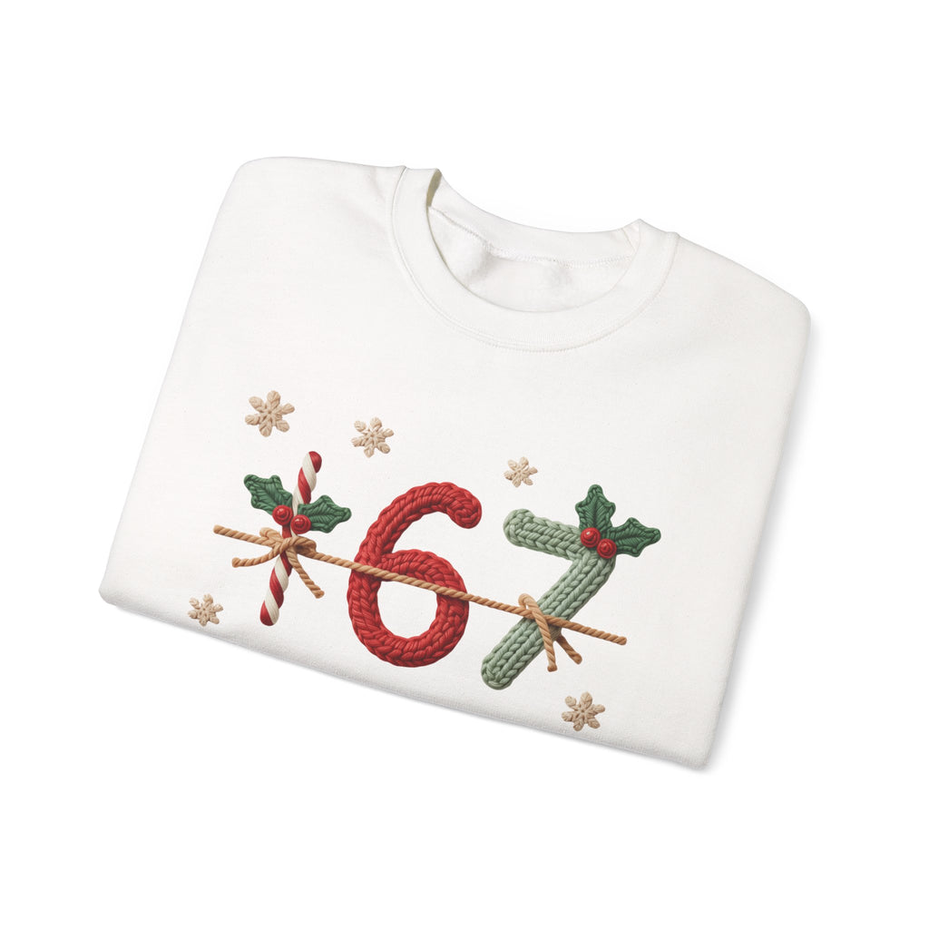 67 Christmas Sweatshirt | Holiday Candy Cane Ornament Design