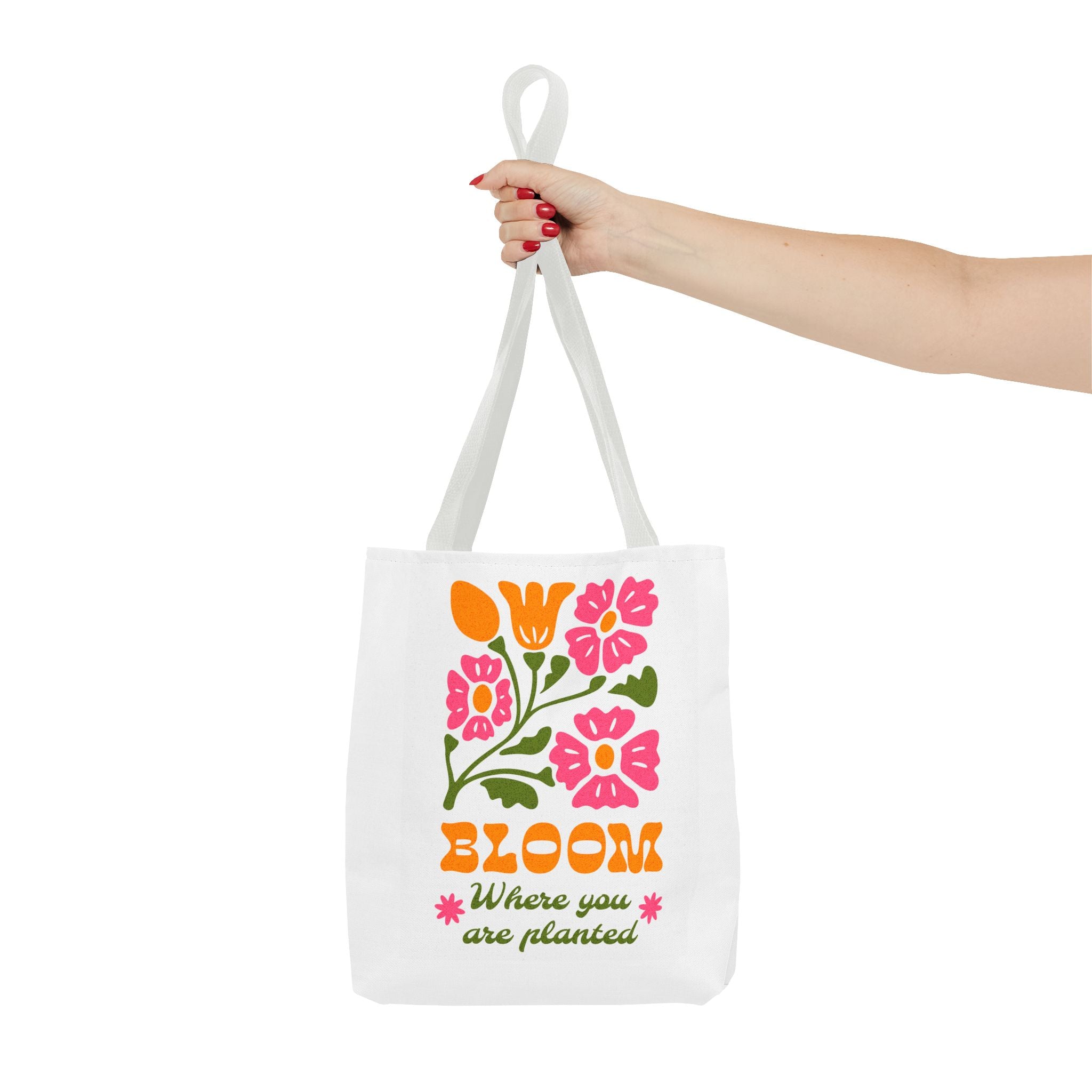 Bloom Where You Are Planted Tote Bag | Floral Retro Design