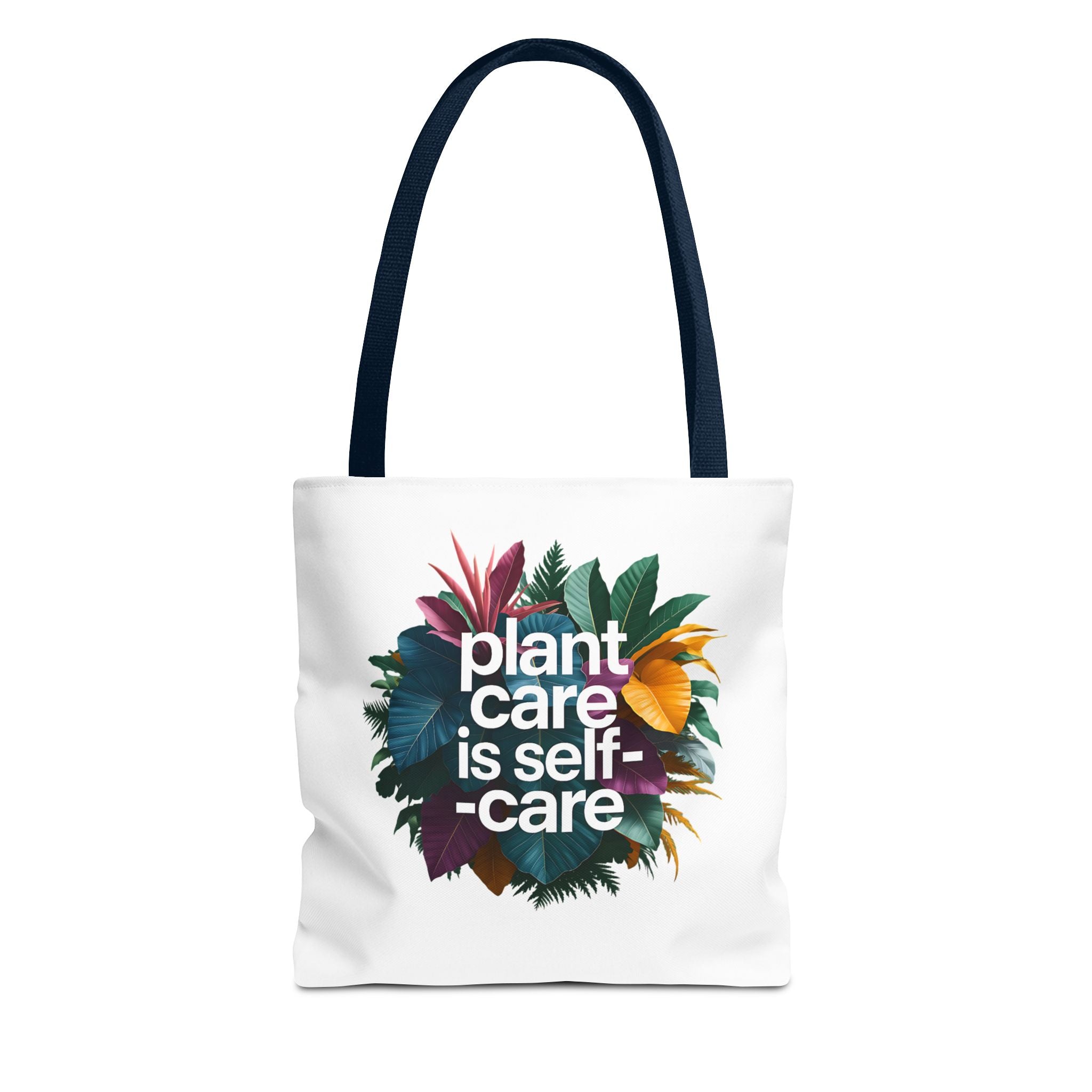 Plant Care Is Self-Care tote | botanical wreath, typography, plant lover