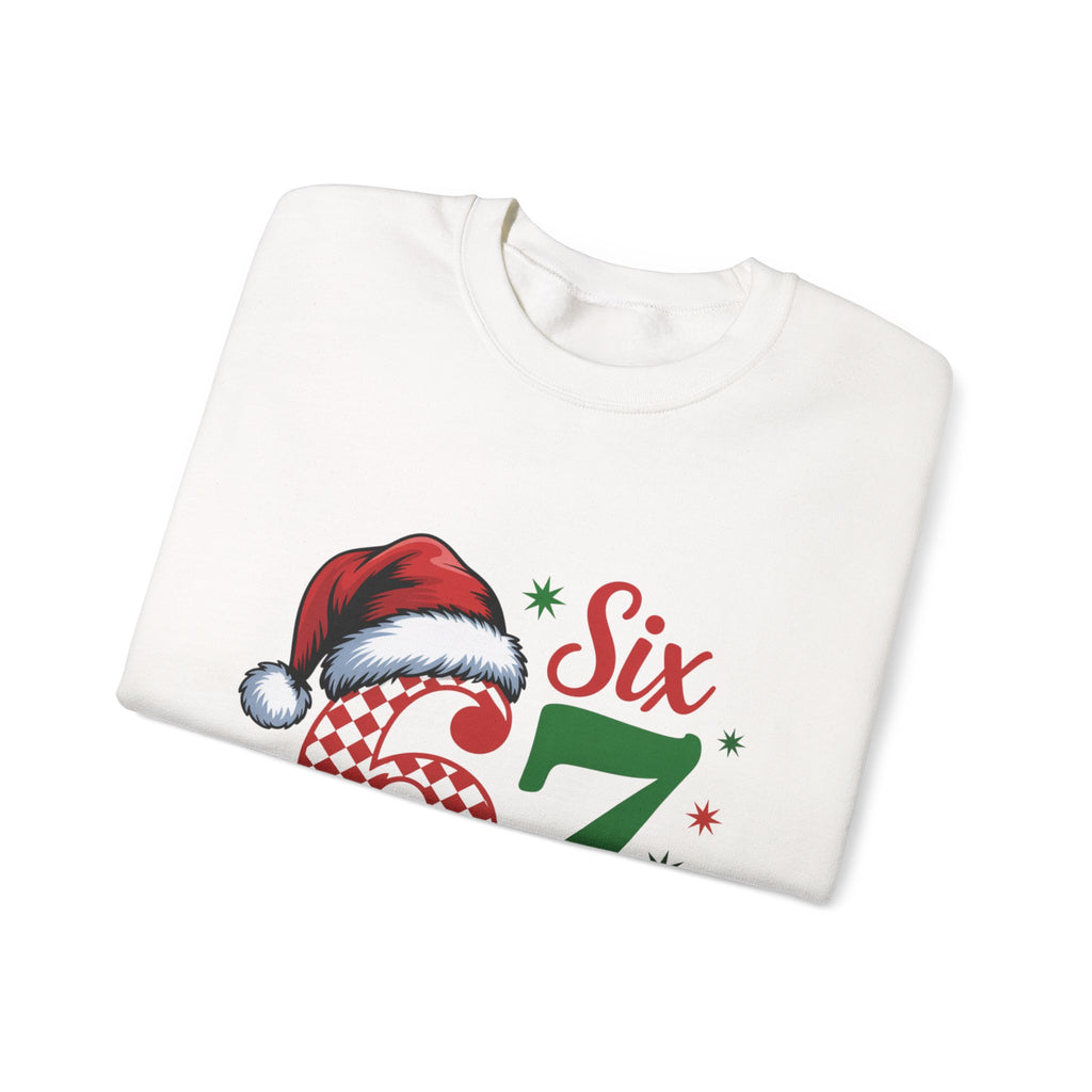 67 Six Seven Christmas number design Sweatshirt | Santa hat holiday sweater style