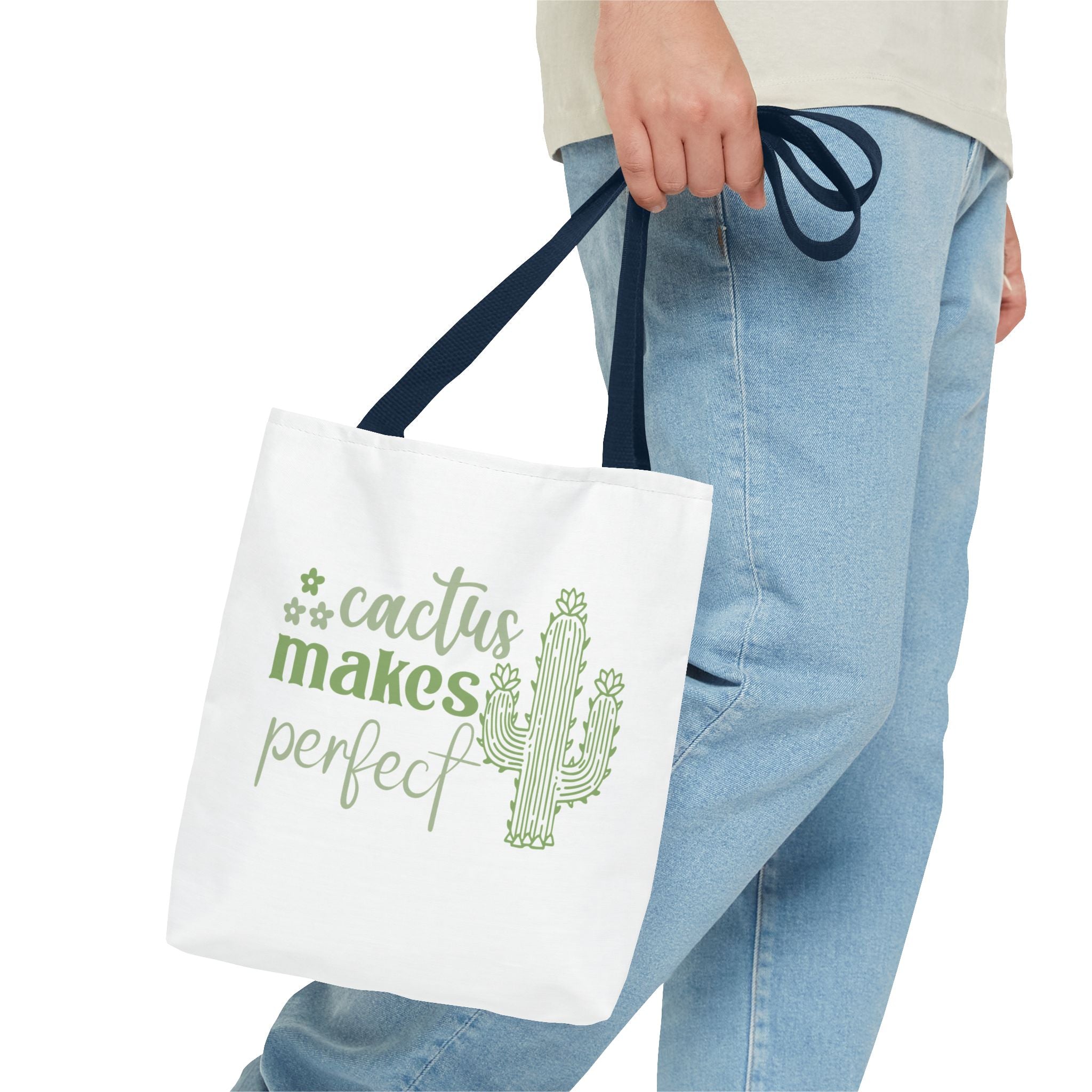 Cactus Makes Perfect Tote Bag | cactus illustration, green script