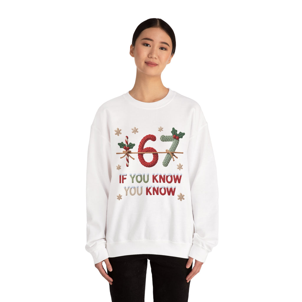 67 Christmas Sweatshirt | Holiday Candy Cane Ornament Design