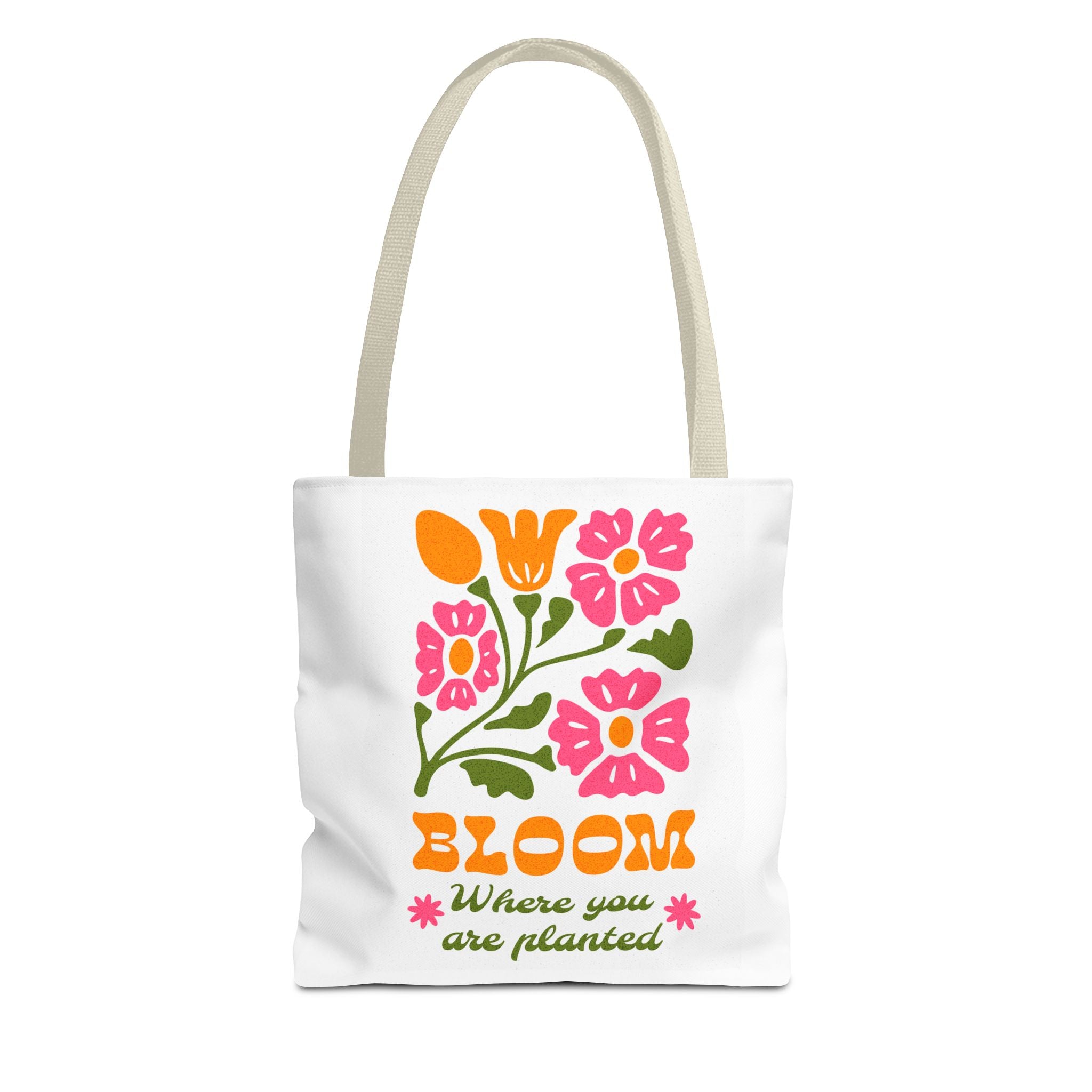 Bloom Where You Are Planted Tote Bag | Floral Retro Design