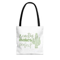 Cactus Makes Perfect Tote Bag | cactus illustration, green script