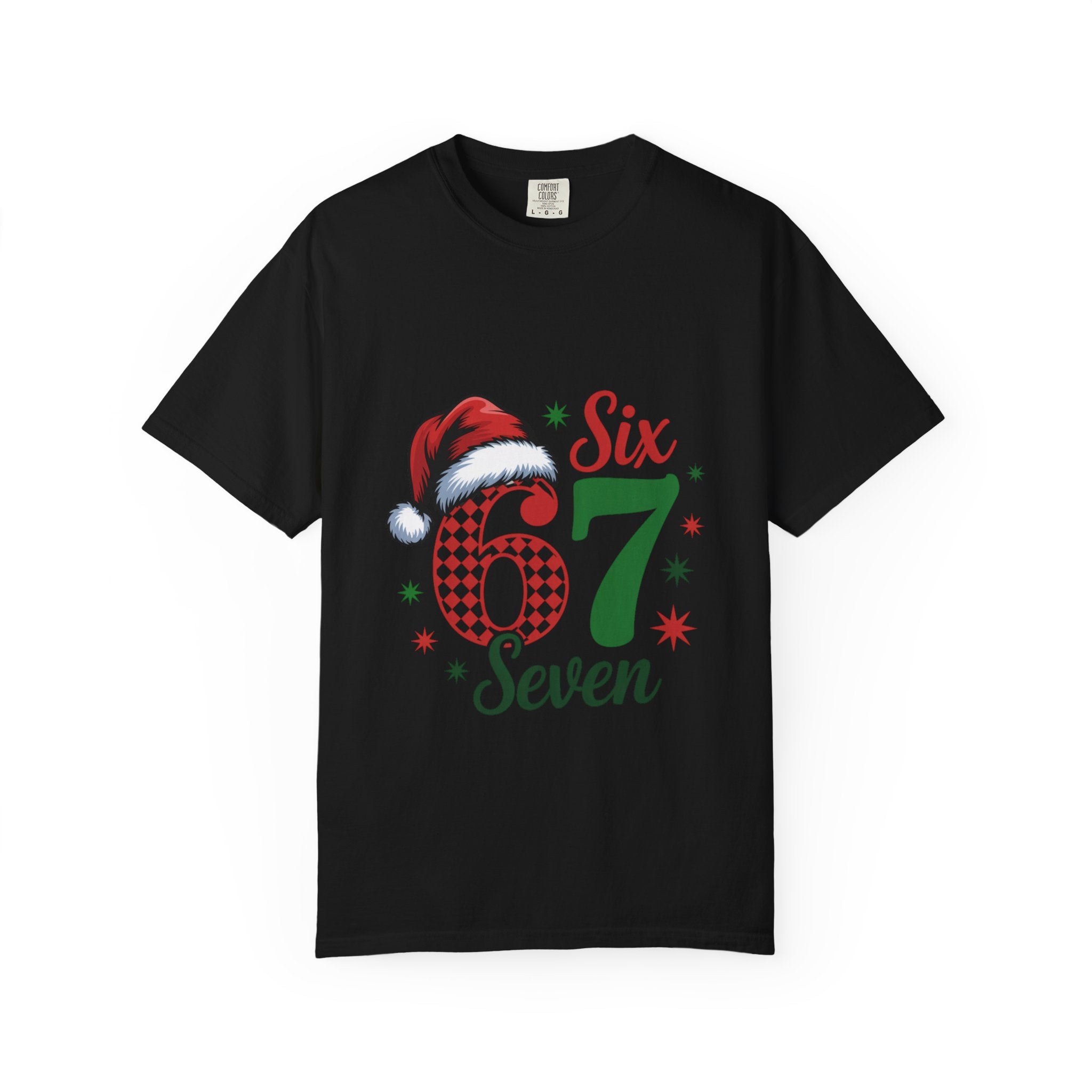 67 Six Seven Christmas T-shirt | Santa Hat Holiday Number Design