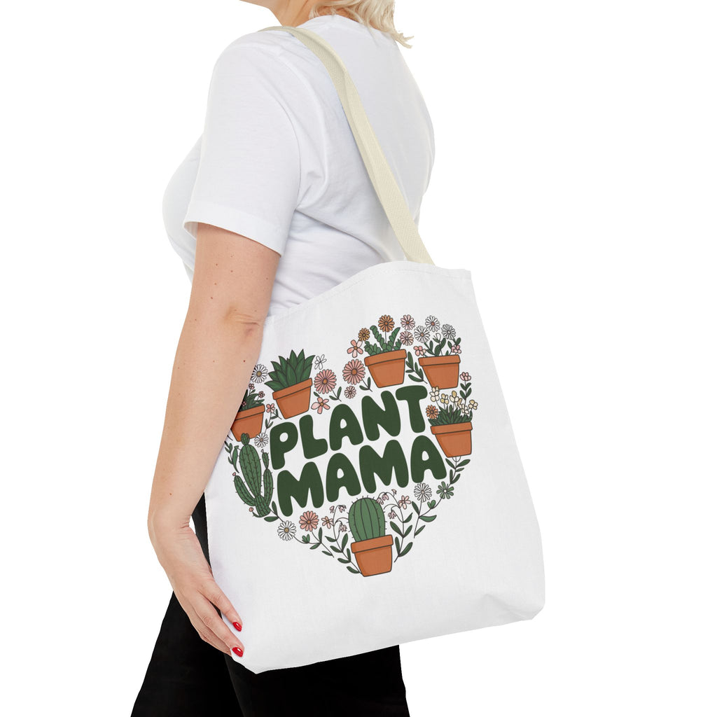 Plant Mama Tote Bag | Heart of Potted Plants, Cactus, Succulent Illustration