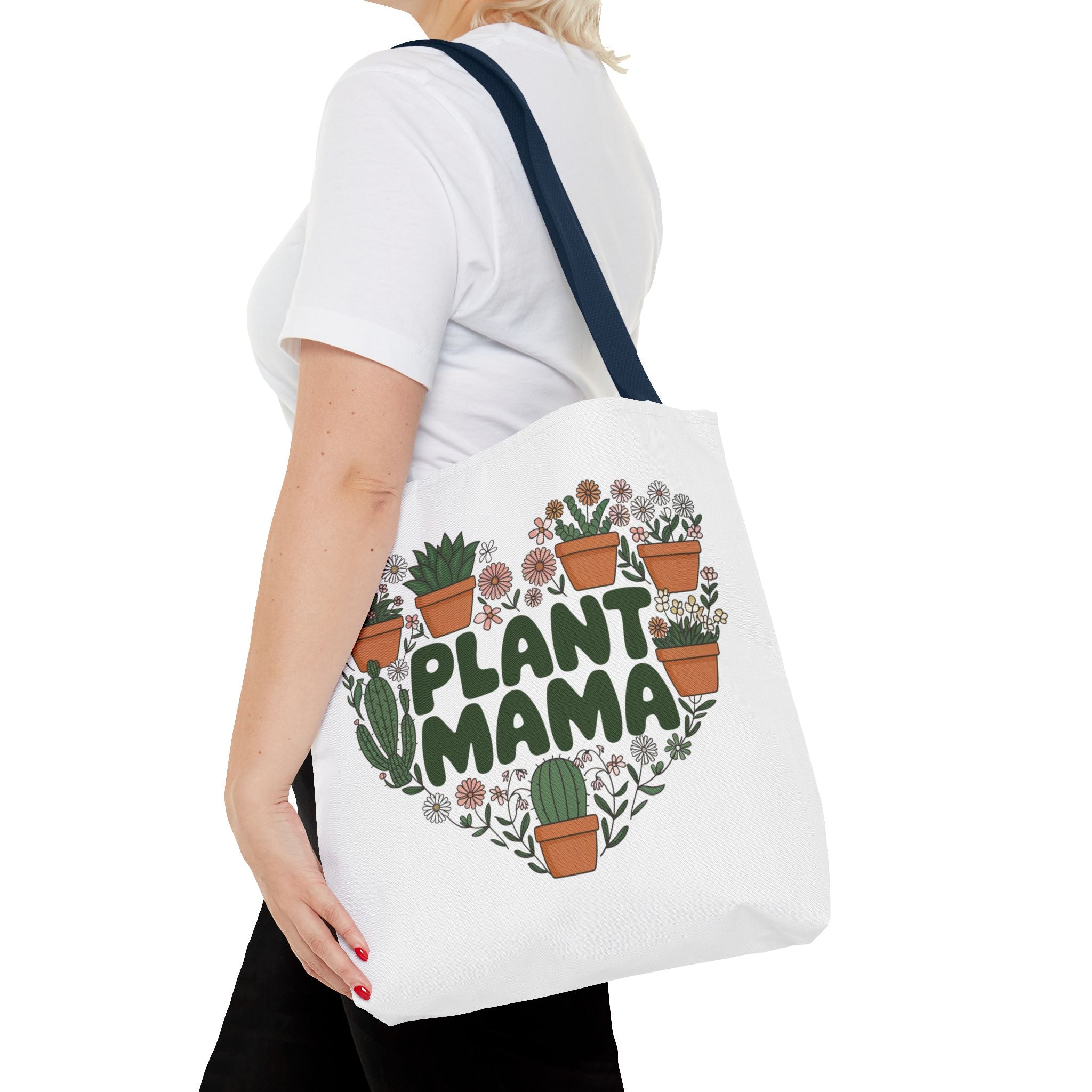 Plant Mama Tote Bag | Heart of Potted Plants, Cactus, Succulent Illustration