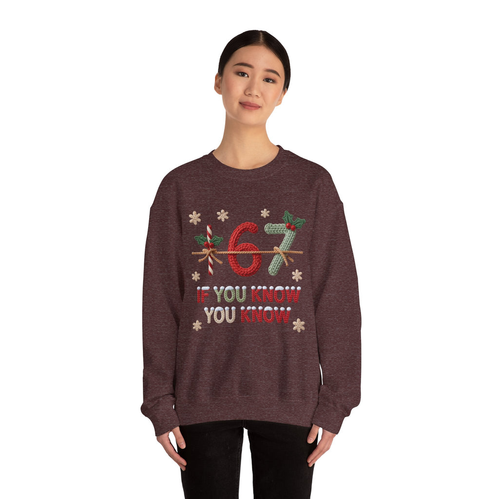 67 Christmas Sweatshirt | Holiday Candy Cane Ornament Design