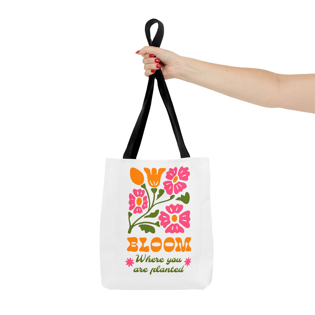 Bloom Where You Are Planted Tote Bag | Floral Retro Design