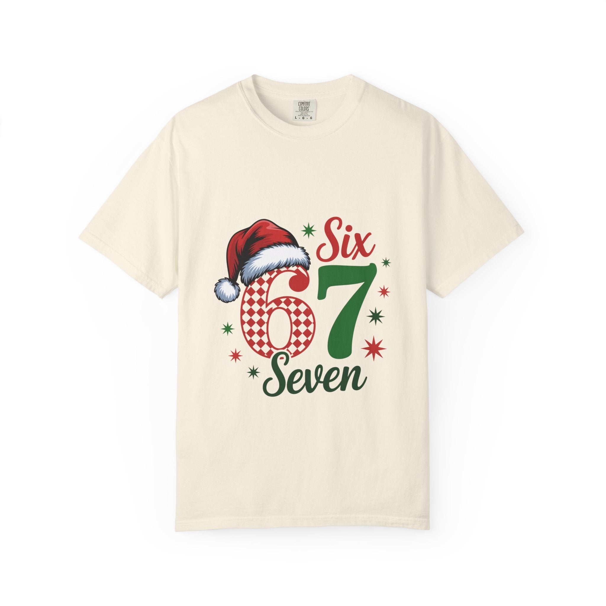 67 Six Seven Christmas T-shirt | Santa Hat Holiday Number Design