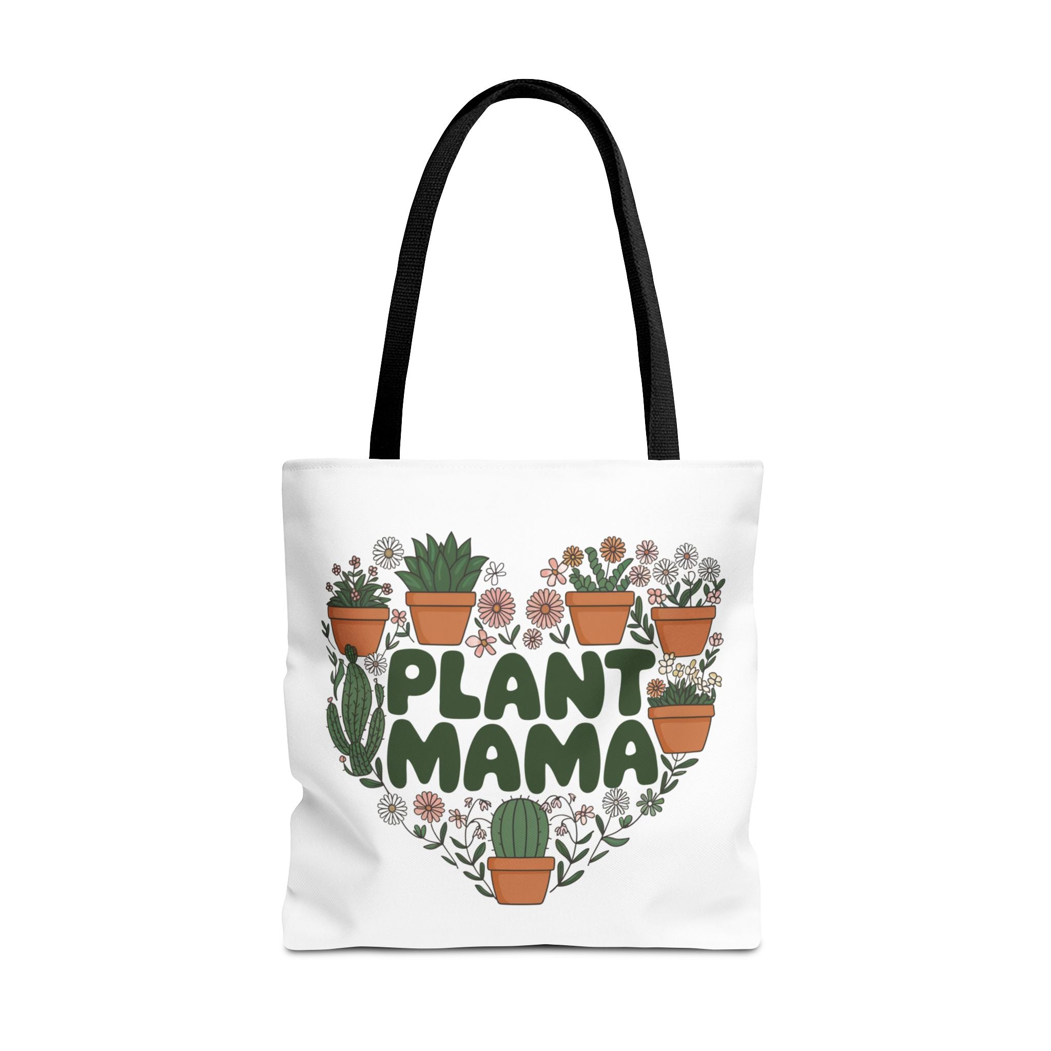 Plant Mama Tote Bag | Heart of Potted Plants, Cactus, Succulent Illustration