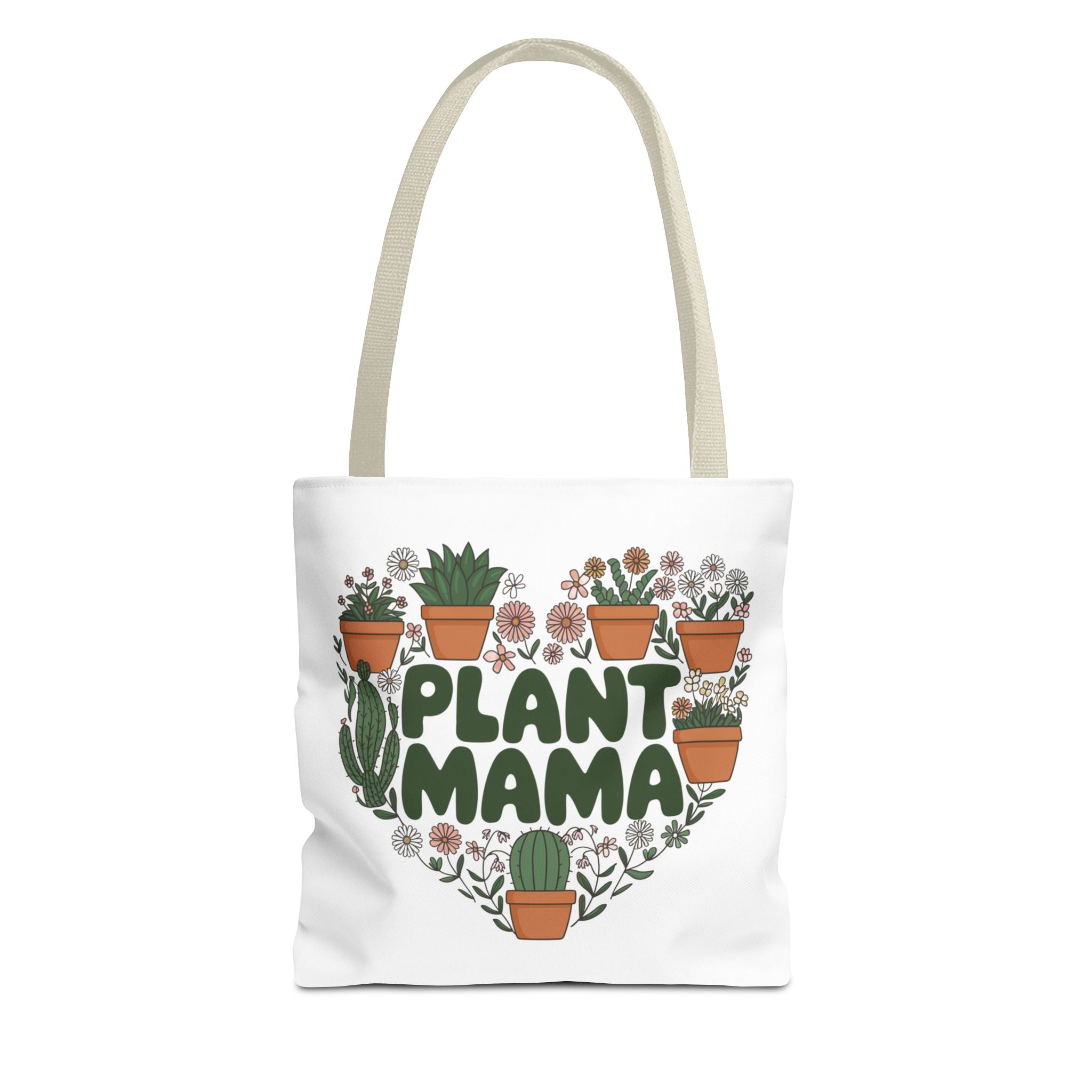 Plant Mama Tote Bag | Heart of Potted Plants, Cactus, Succulent Illustration