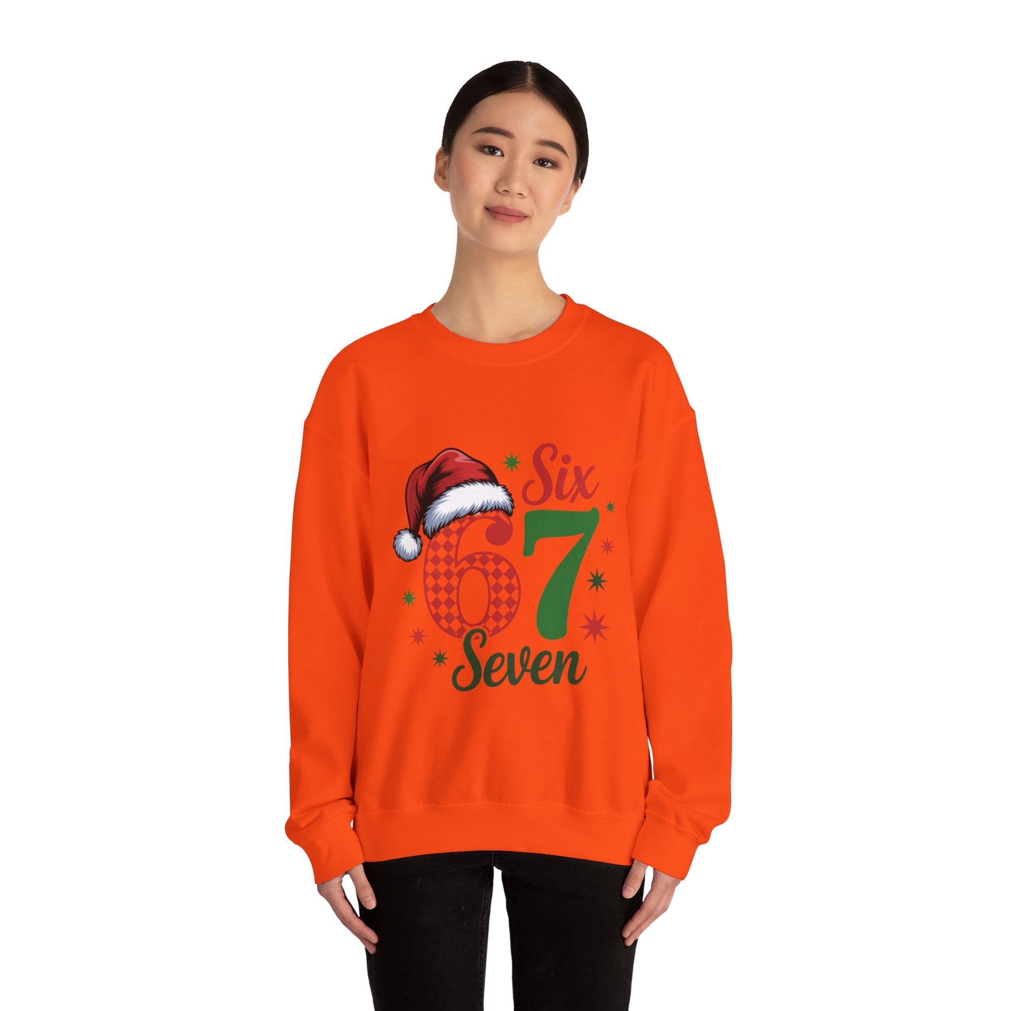 67 Six Seven Christmas number design Sweatshirt | Santa hat holiday sweater style